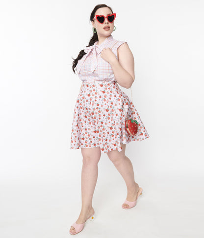 Retrolicious Pink Strawberry Flare Skirt
