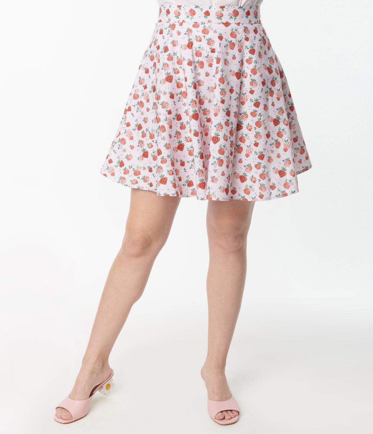 Retrolicious Pink Strawberry Flare Skirt