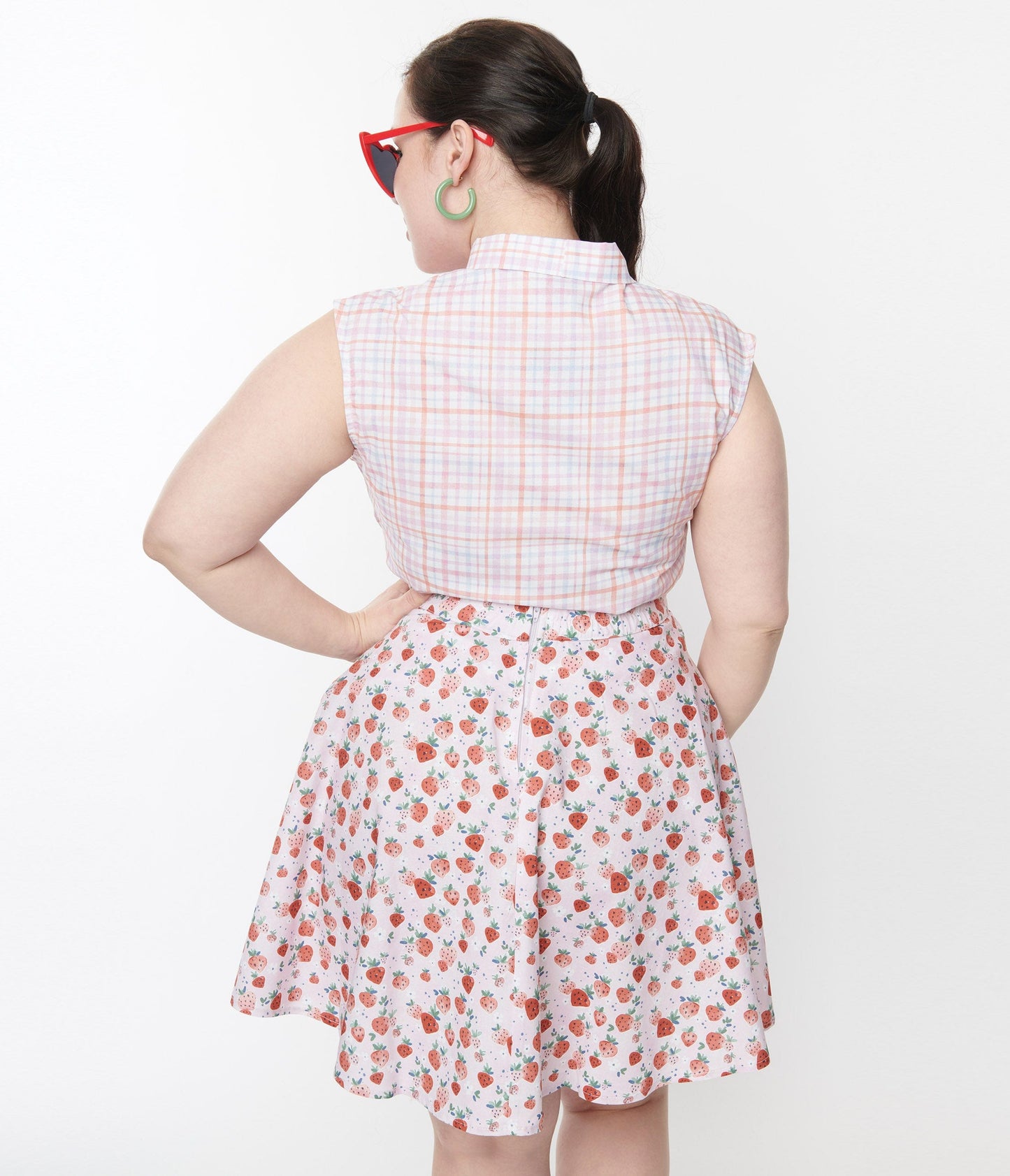 Retrolicious Pink Strawberry Flare Skirt