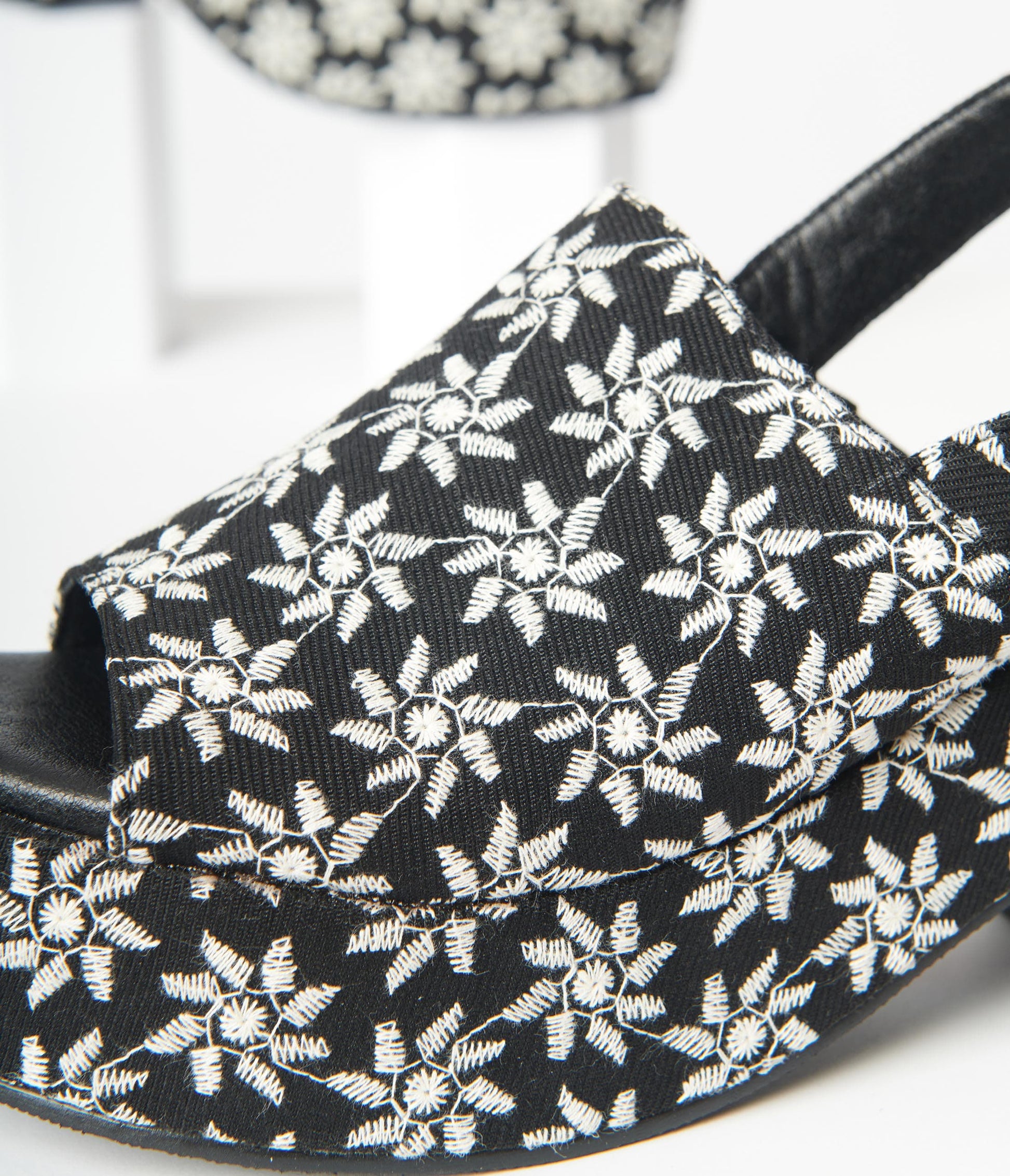 Black Daisy Platform Mules