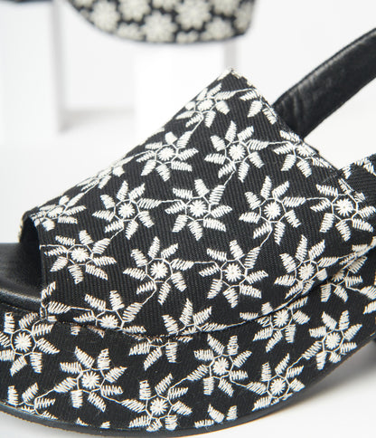 Black Daisy Platform Mules