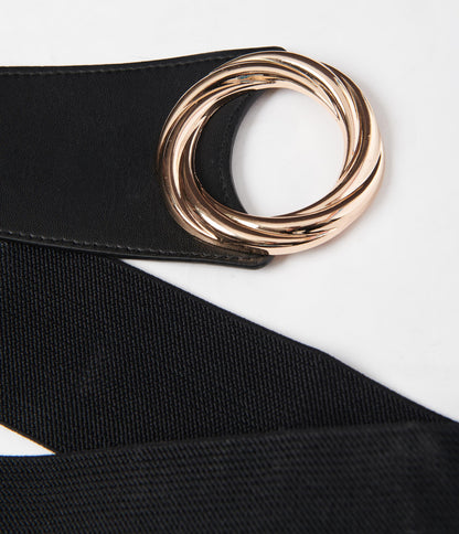 Black Gold Infinity Buckle Cinch Belt