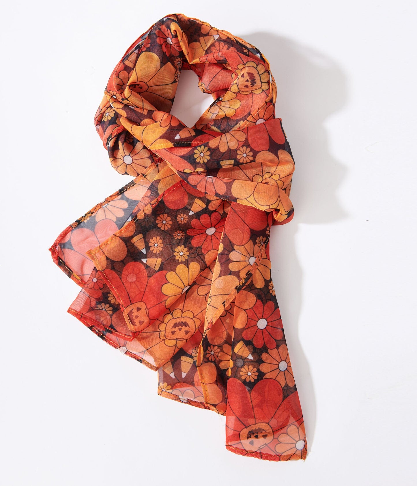 Smak Parlour Black Halloween Mod Floral Hair Scarf | Halloween Accessories
