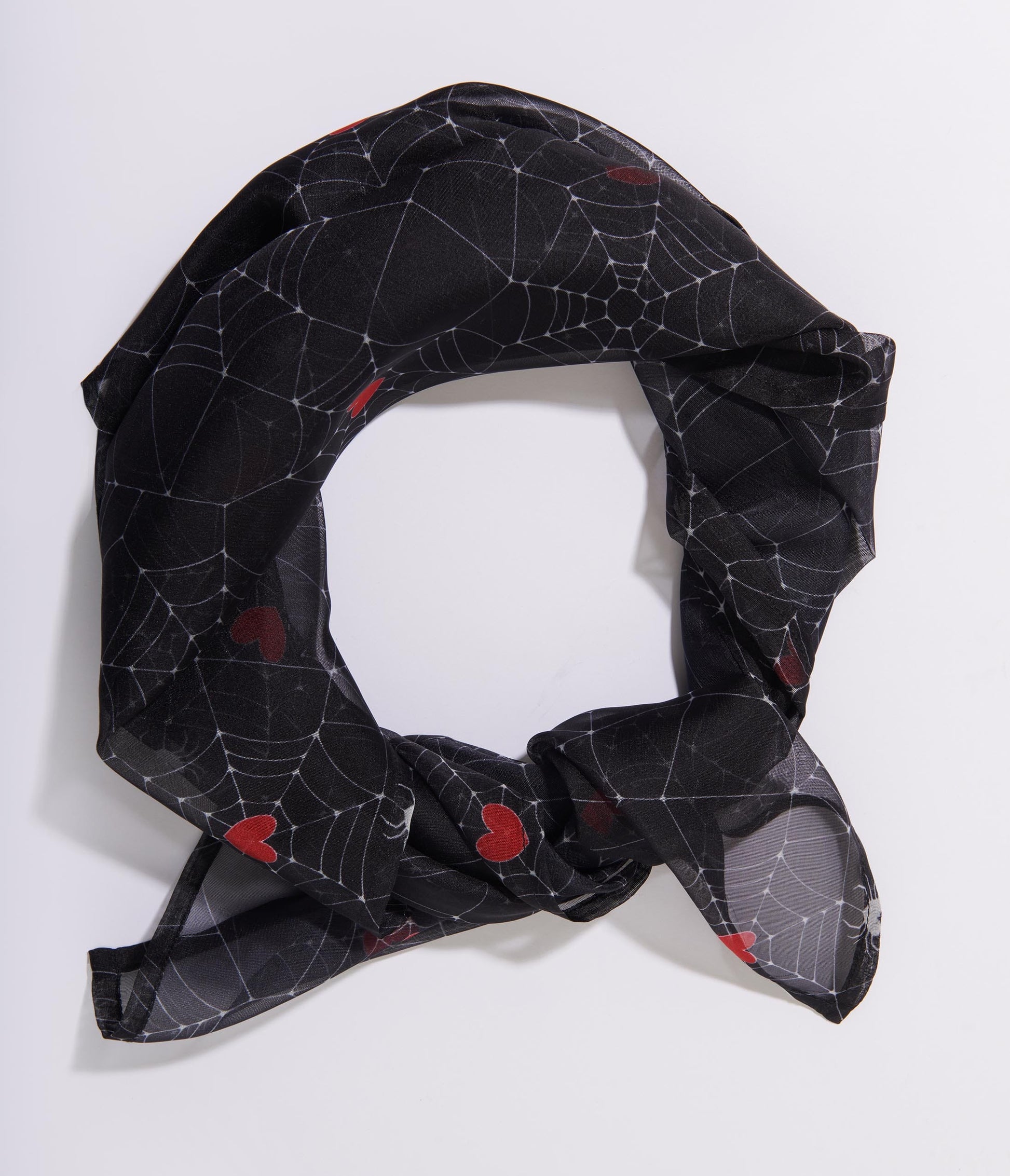 Unique Vintage Black Spiderweb Heart Hair Scarf | Halloween Accessories