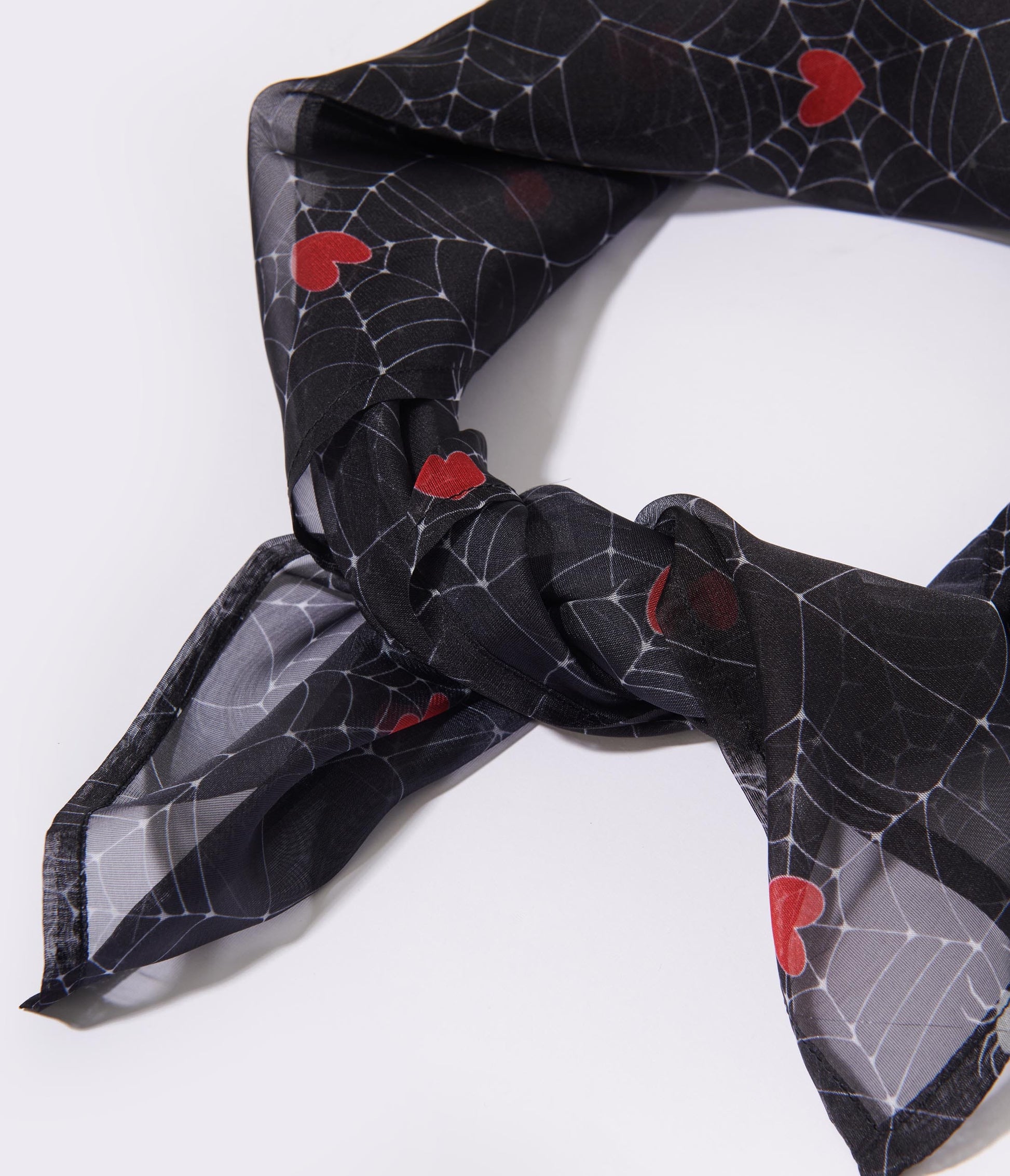 Unique Vintage Black Spiderweb Heart Hair Scarf | Halloween Accessories