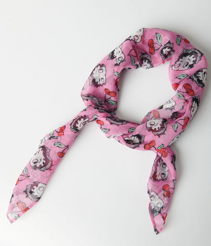 Betty Boop x Unique Vintage Pink Cherry Betty Boop Hair Scarf