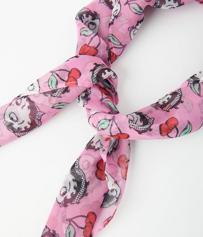 Betty Boop x Unique Vintage Pink Cherry Betty Boop Hair Scarf