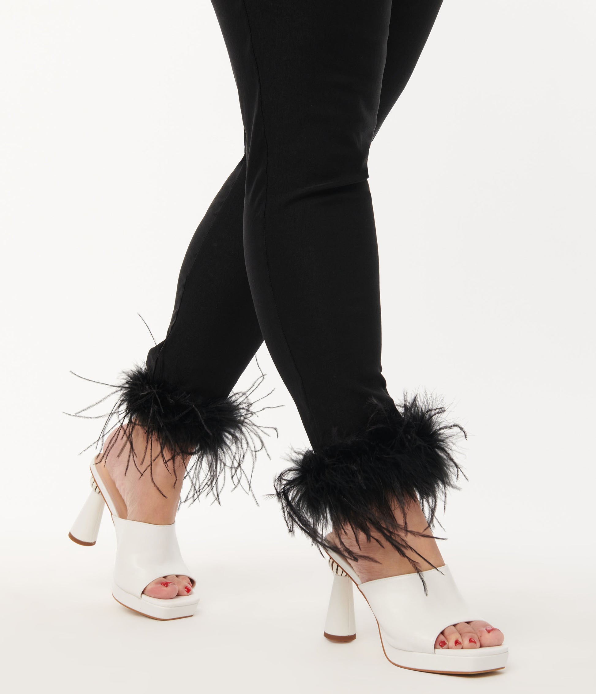 Black Faux Ostrich Feather Cuffs