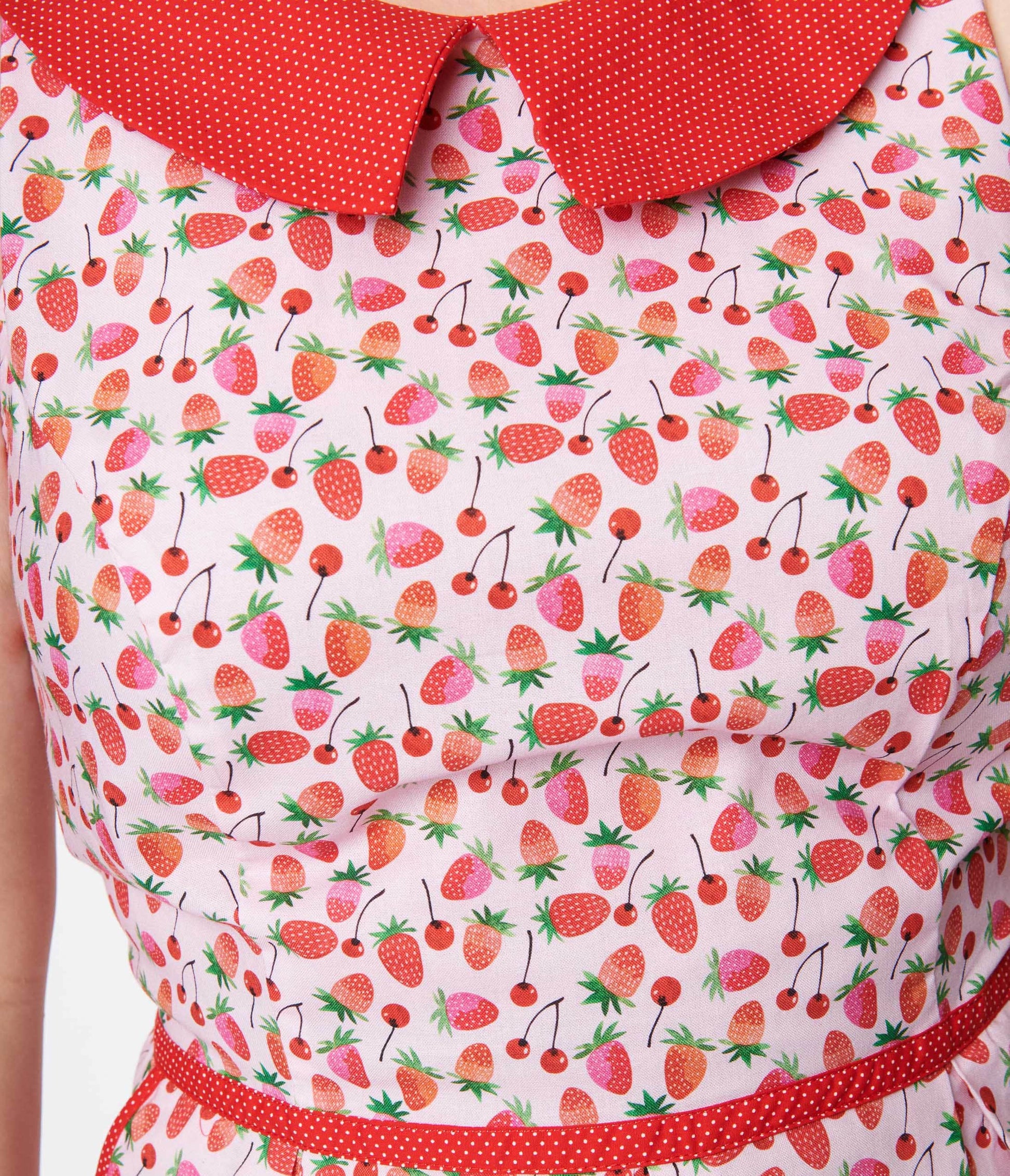 Retrolicious Red & Pink Strawberry Collared Fit & Flare Dress