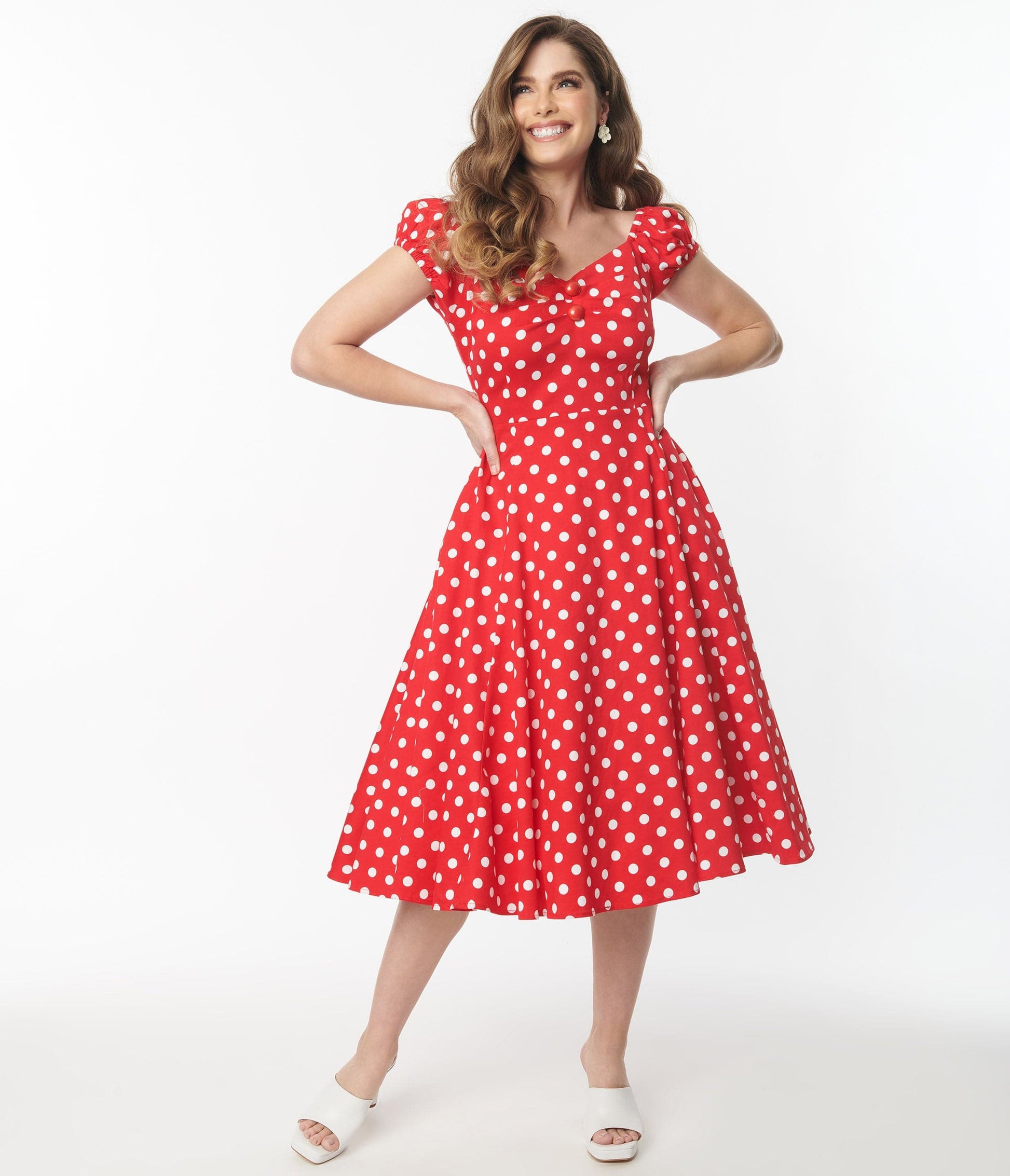 Collectif Red Polka Dot Dolores Swing Dress