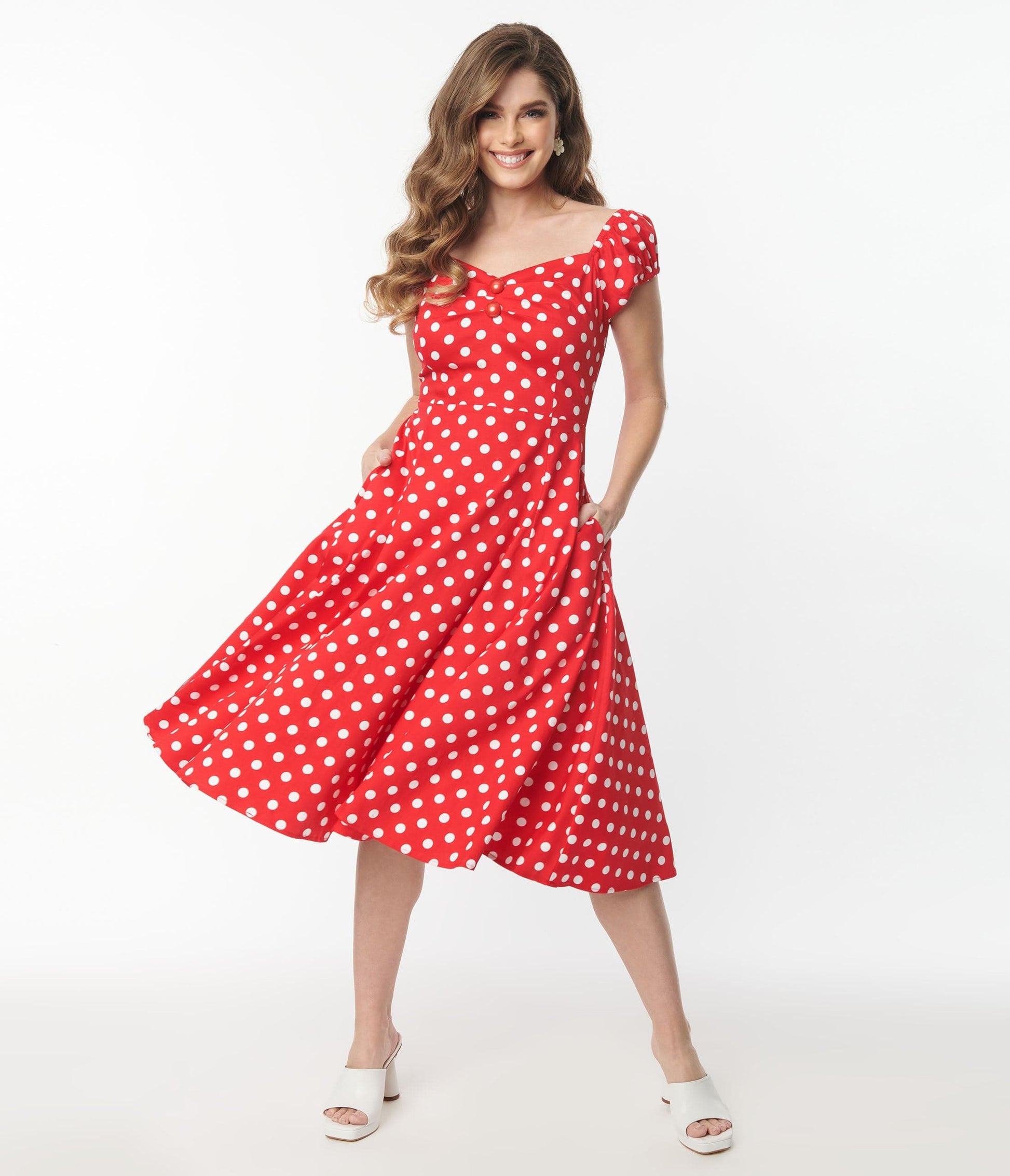 Collectif Red Polka Dot Dolores Swing Dress