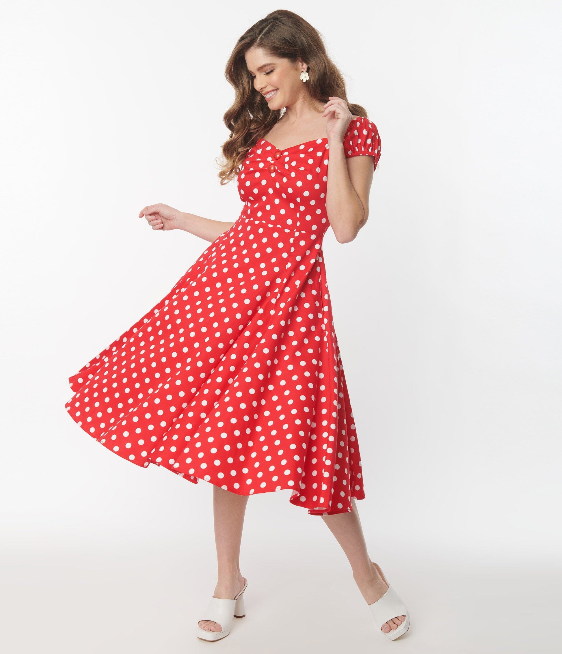 Collectif Red Polka Dot Dolores Swing Dress