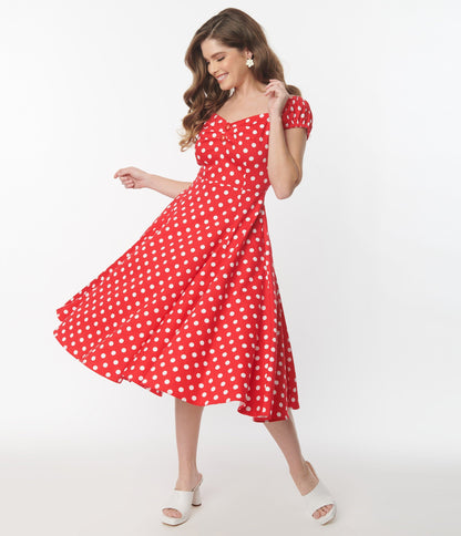 Collectif Red Polka Dot Dolores Swing Dress