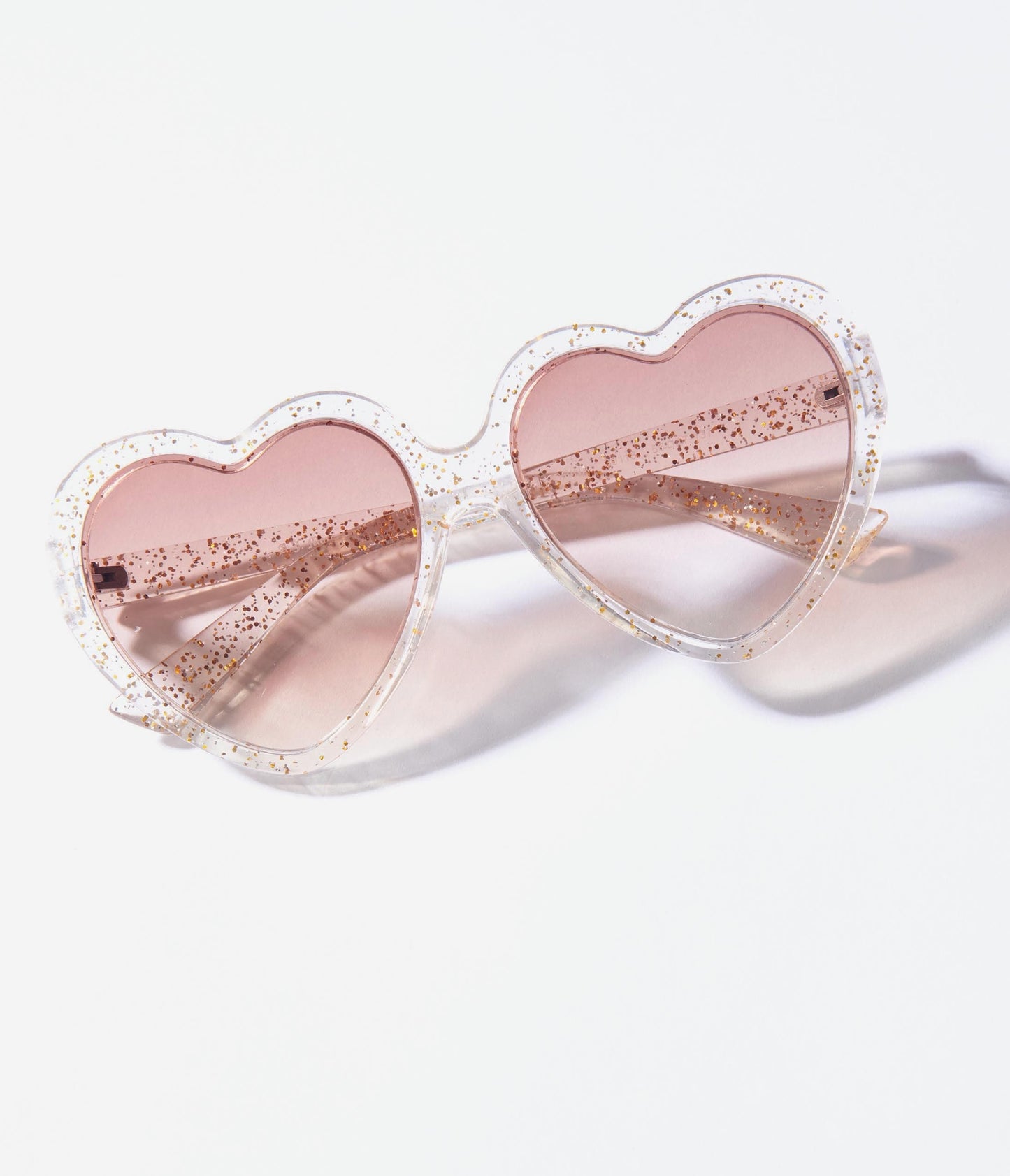 Clear Gold Glitter Candy Heart Sunglasses