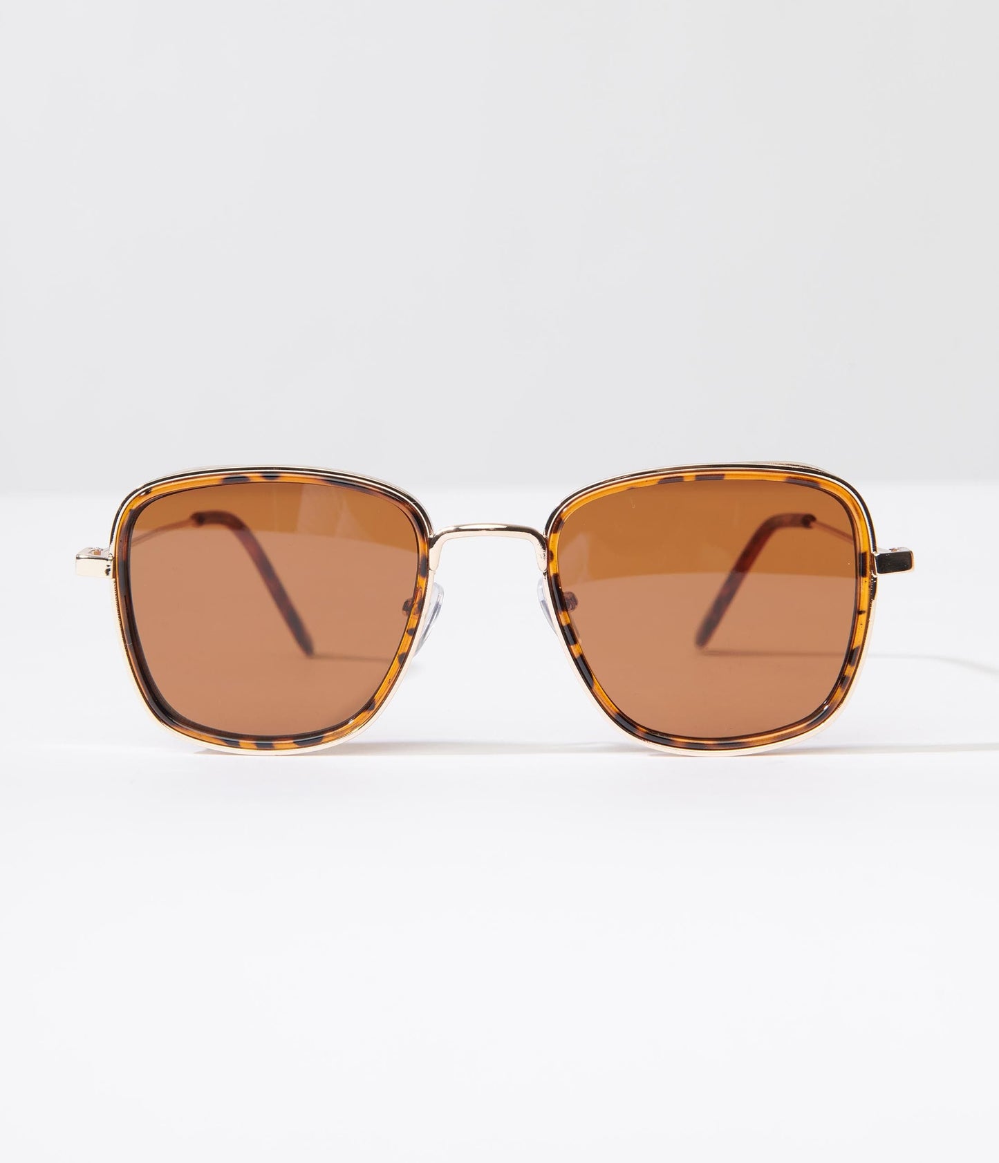 Gold & Tortoise Thick Frame Square Sunglasses