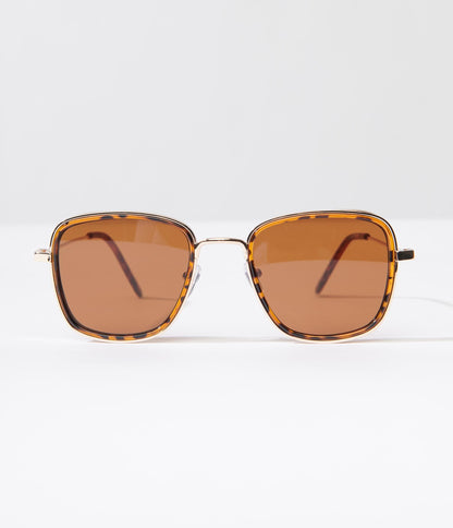 Gold & Tortoise Thick Frame Square Sunglasses