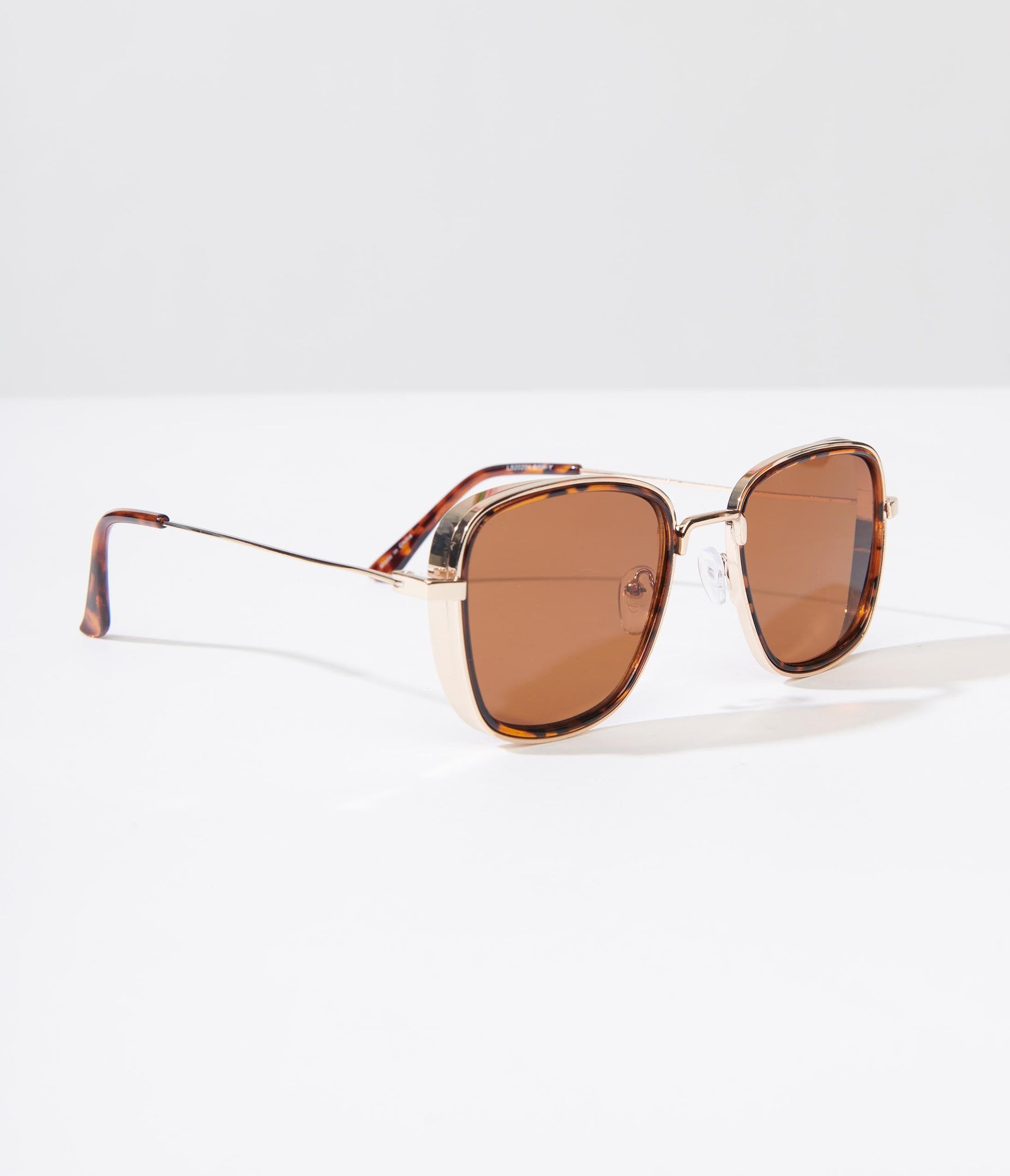 Gold & Tortoise Thick Frame Square Sunglasses