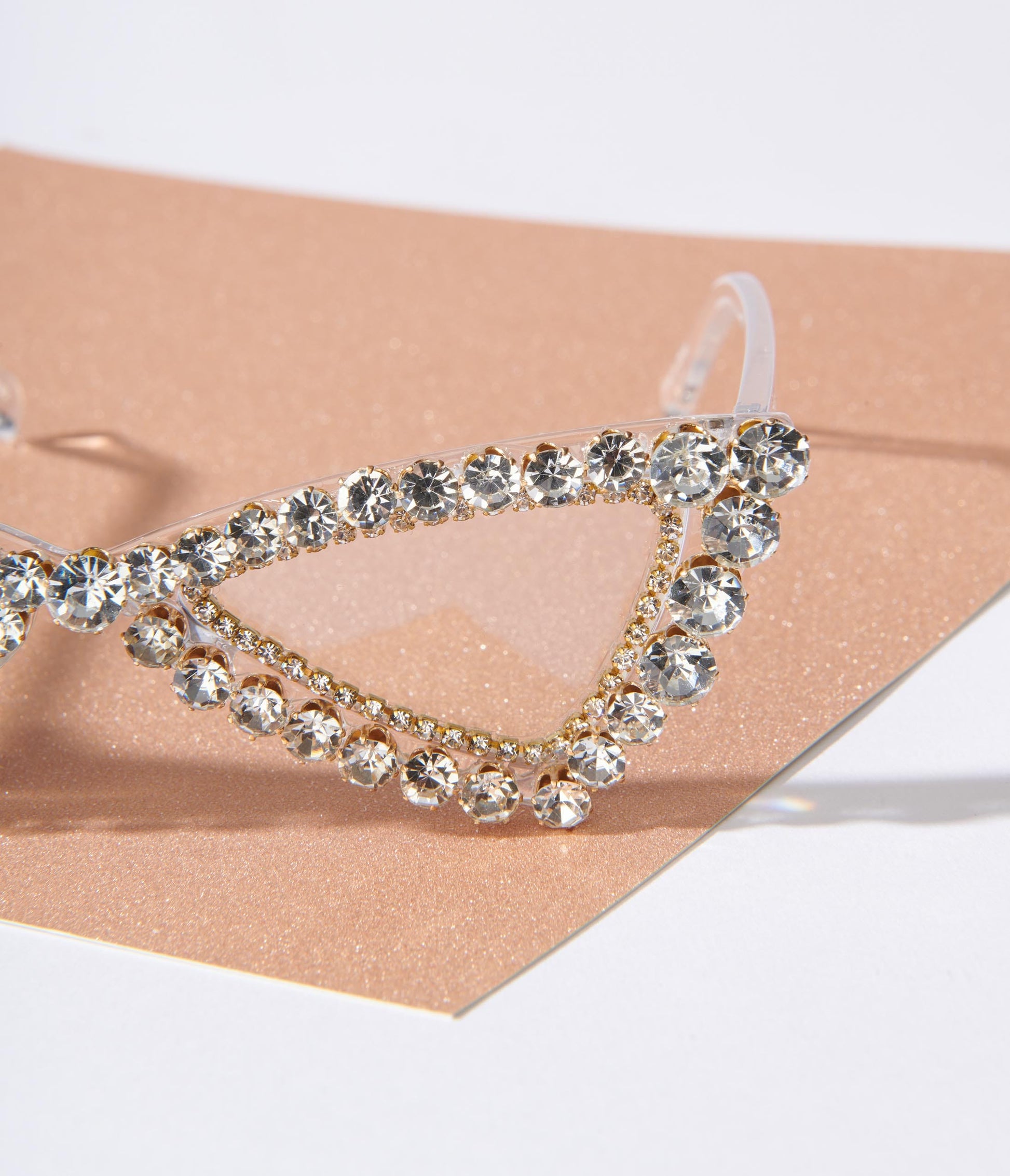 Clear Silver Rhinestone Cat Eye Sunglasses