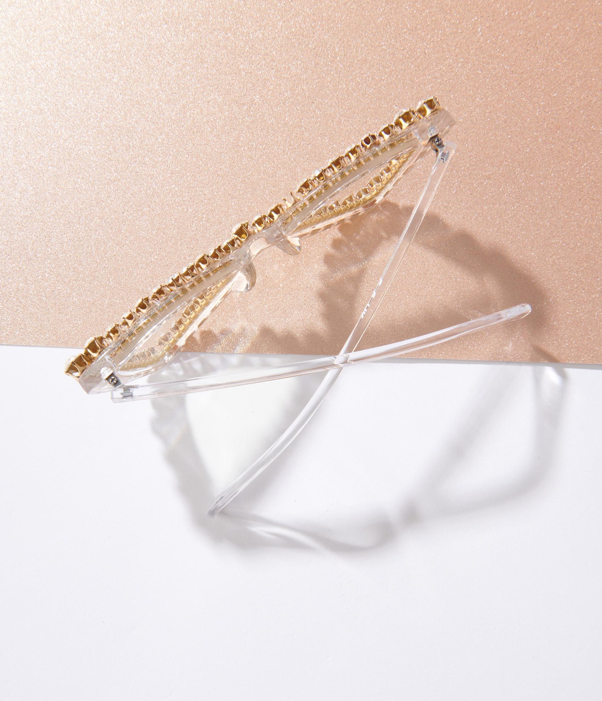 Clear Silver Rhinestone Cat Eye Sunglasses