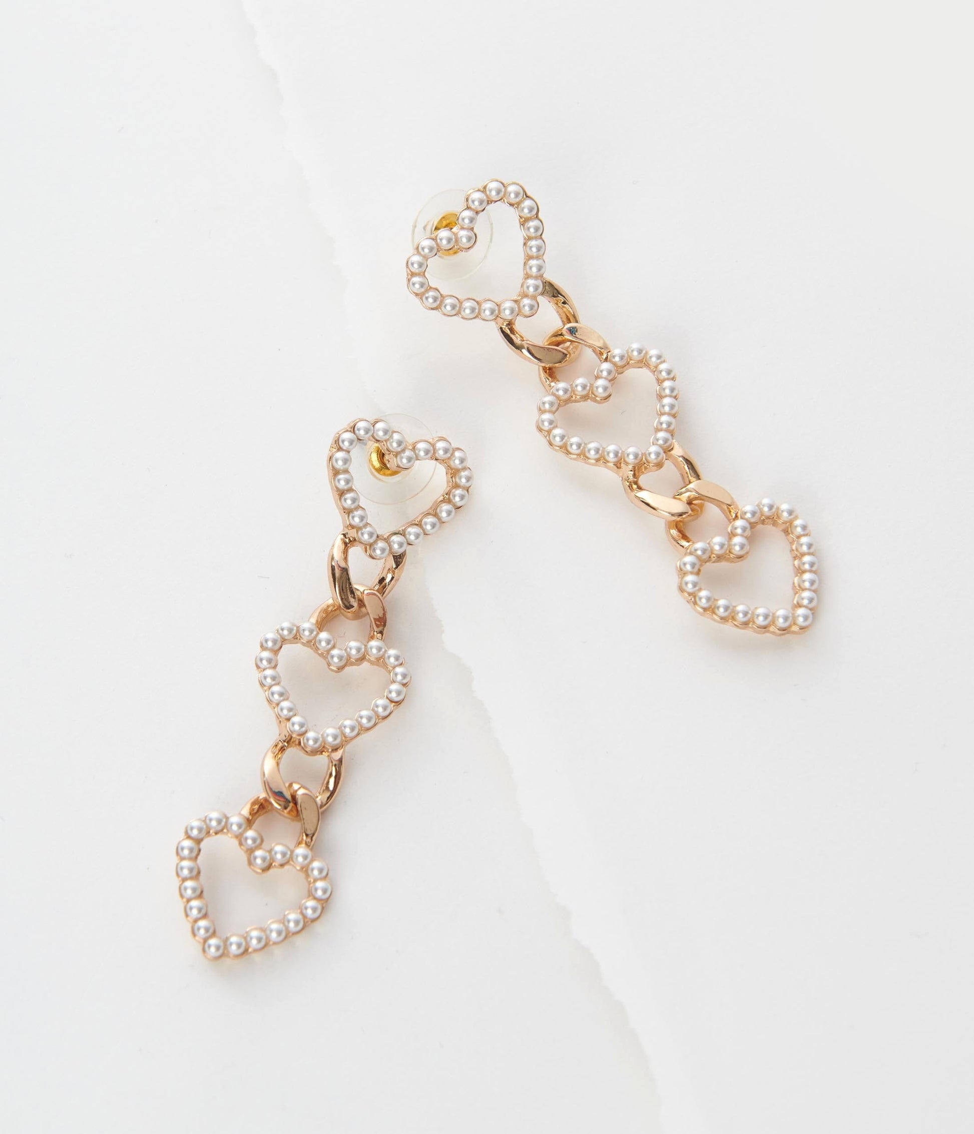 Pearl Heart Dangle Earrings