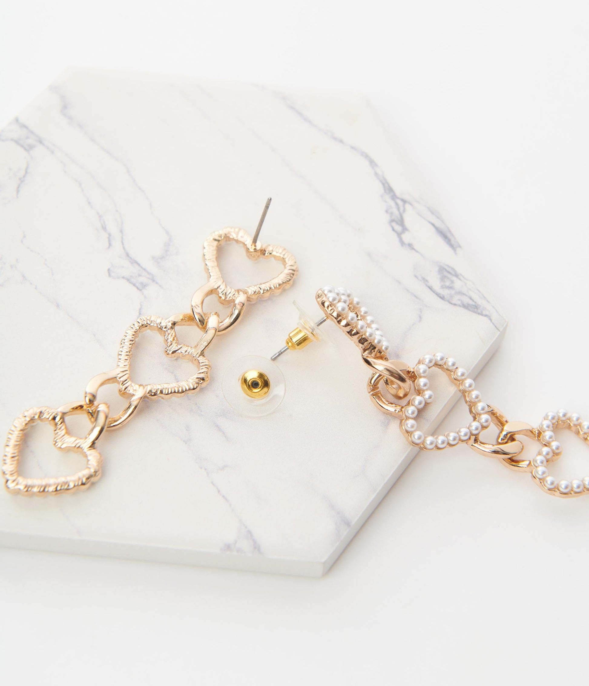 Pearl Heart Dangle Earrings