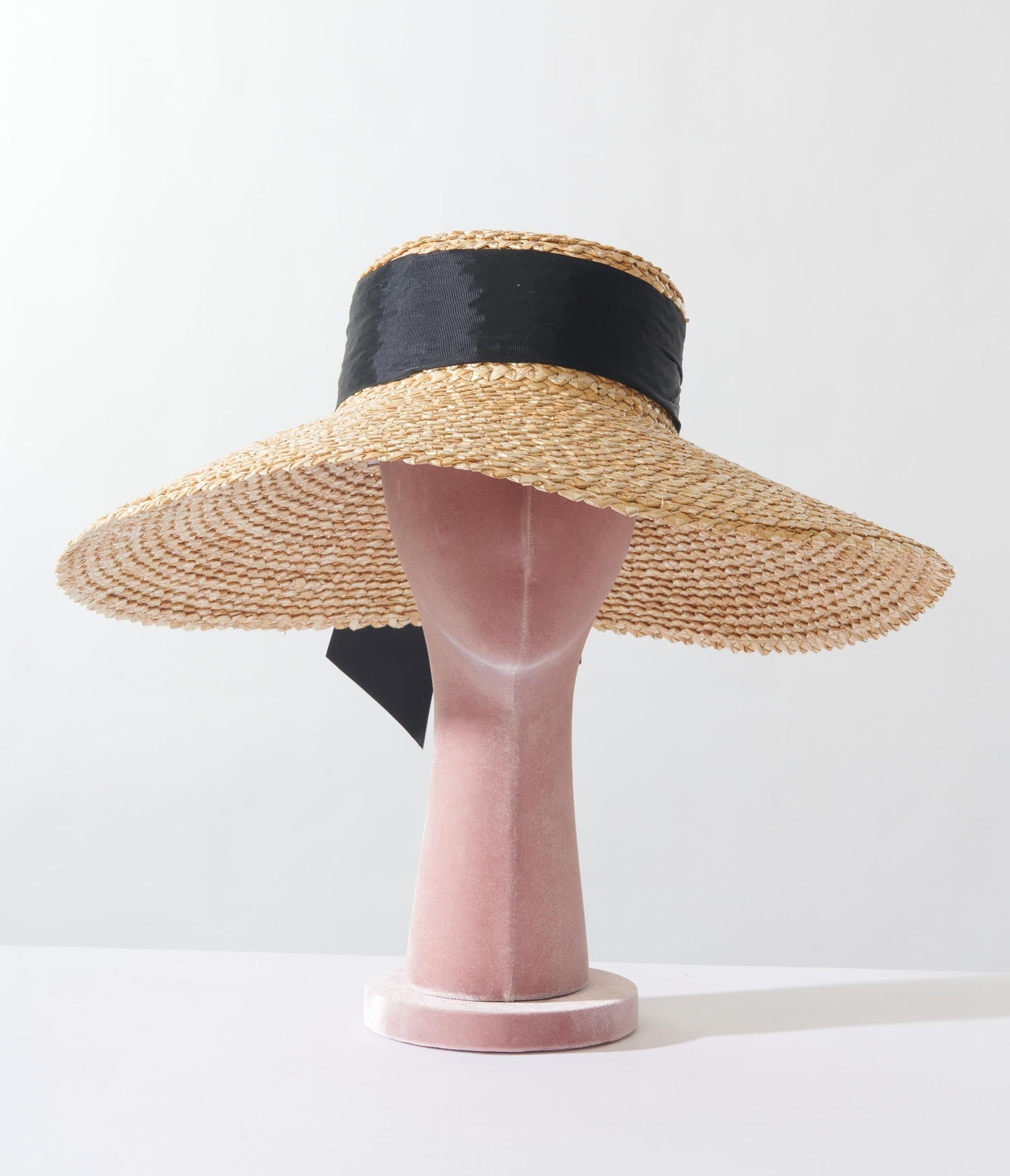 Woven Straw Black Ribbon Sun Hat