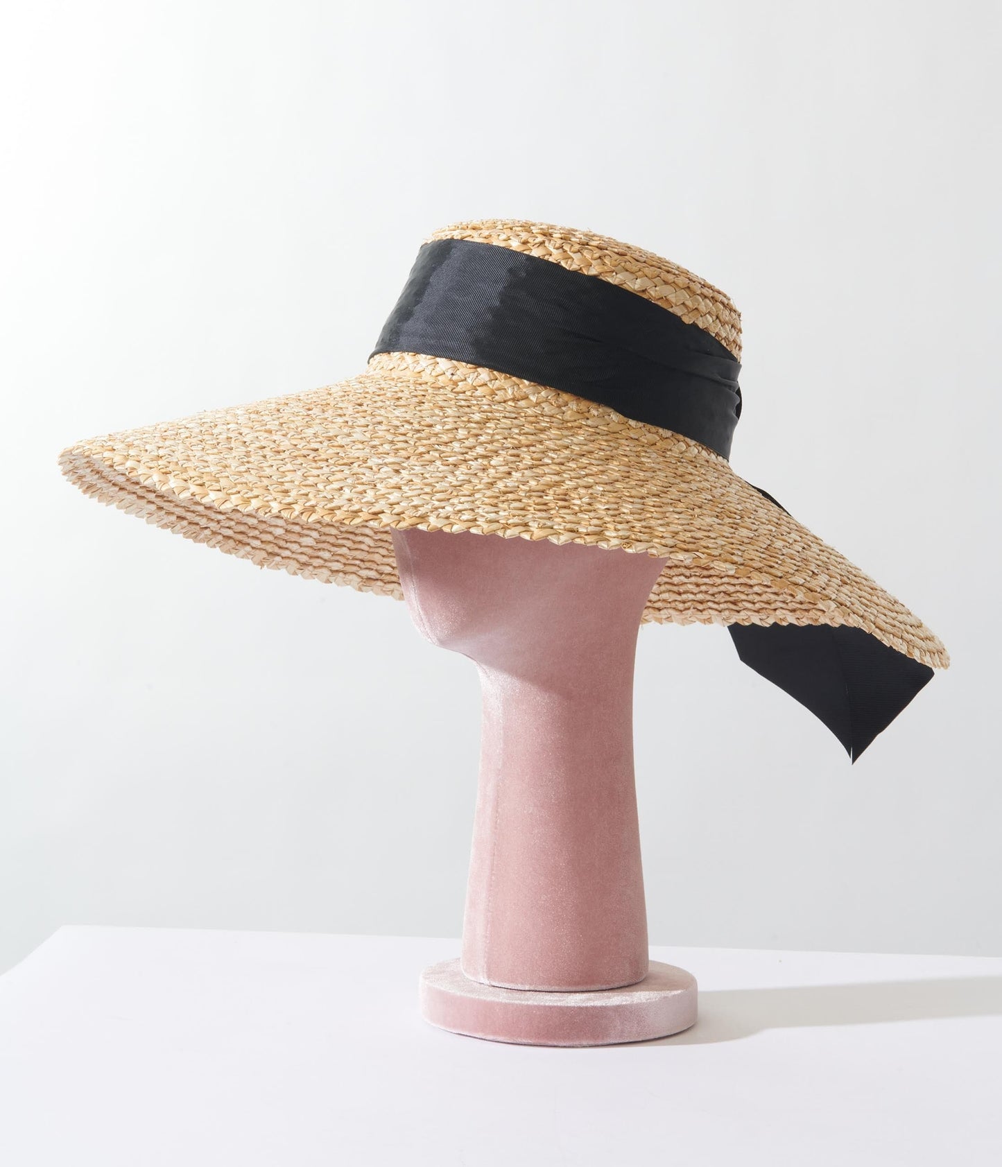 Woven Straw Black Ribbon Sun Hat