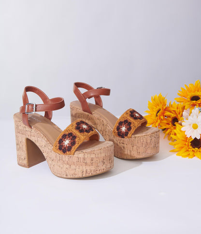 Brown Crochet Cork Platforms
