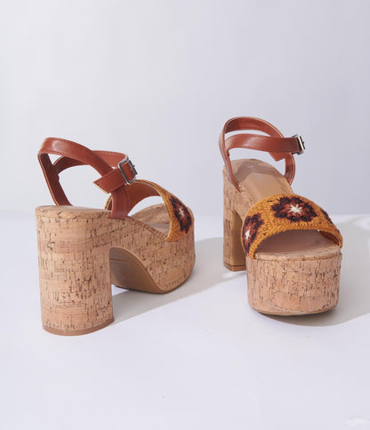 Brown Crochet Cork Platforms