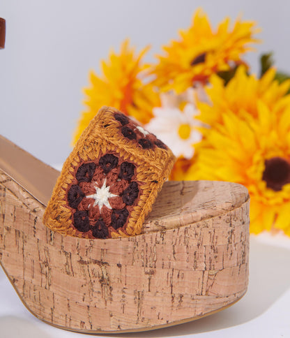 Brown Crochet Cork Platforms