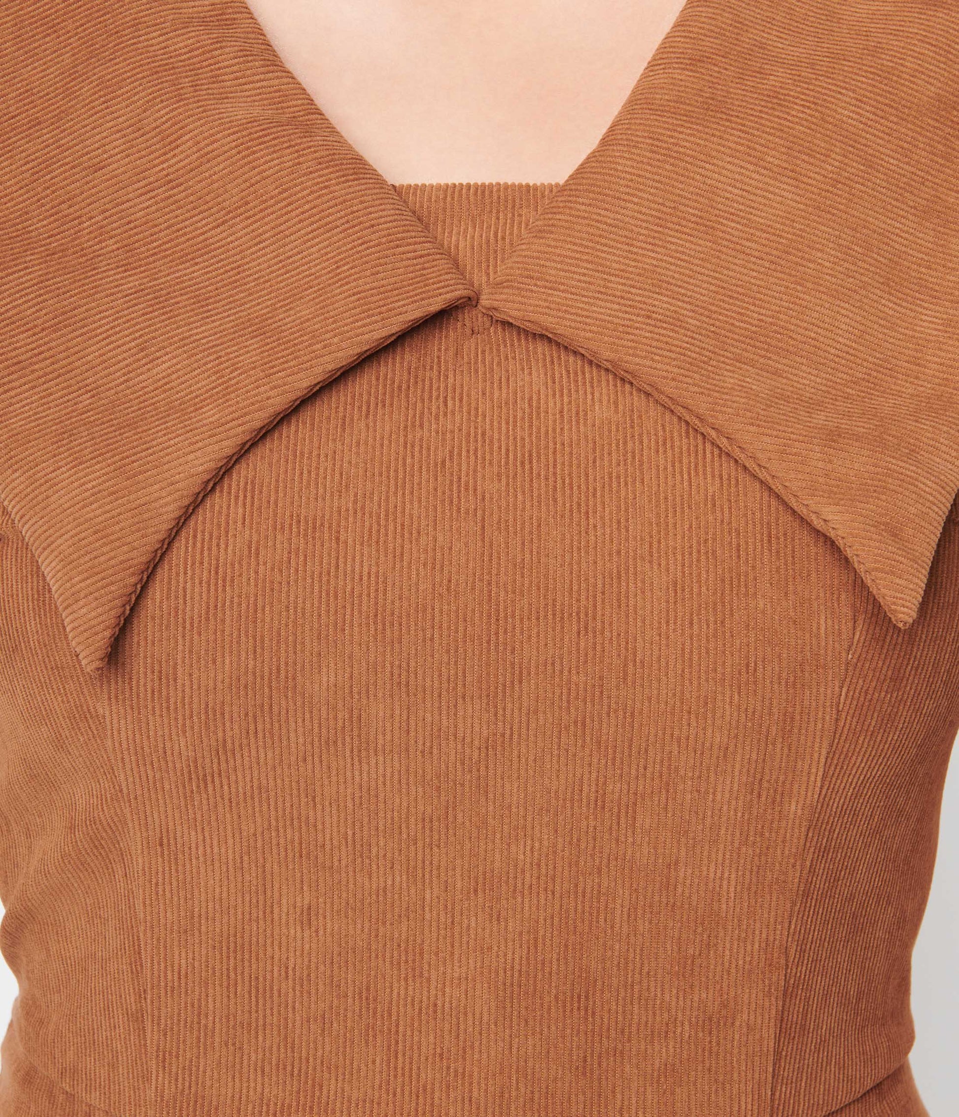 Brown Corduroy Midi Dress