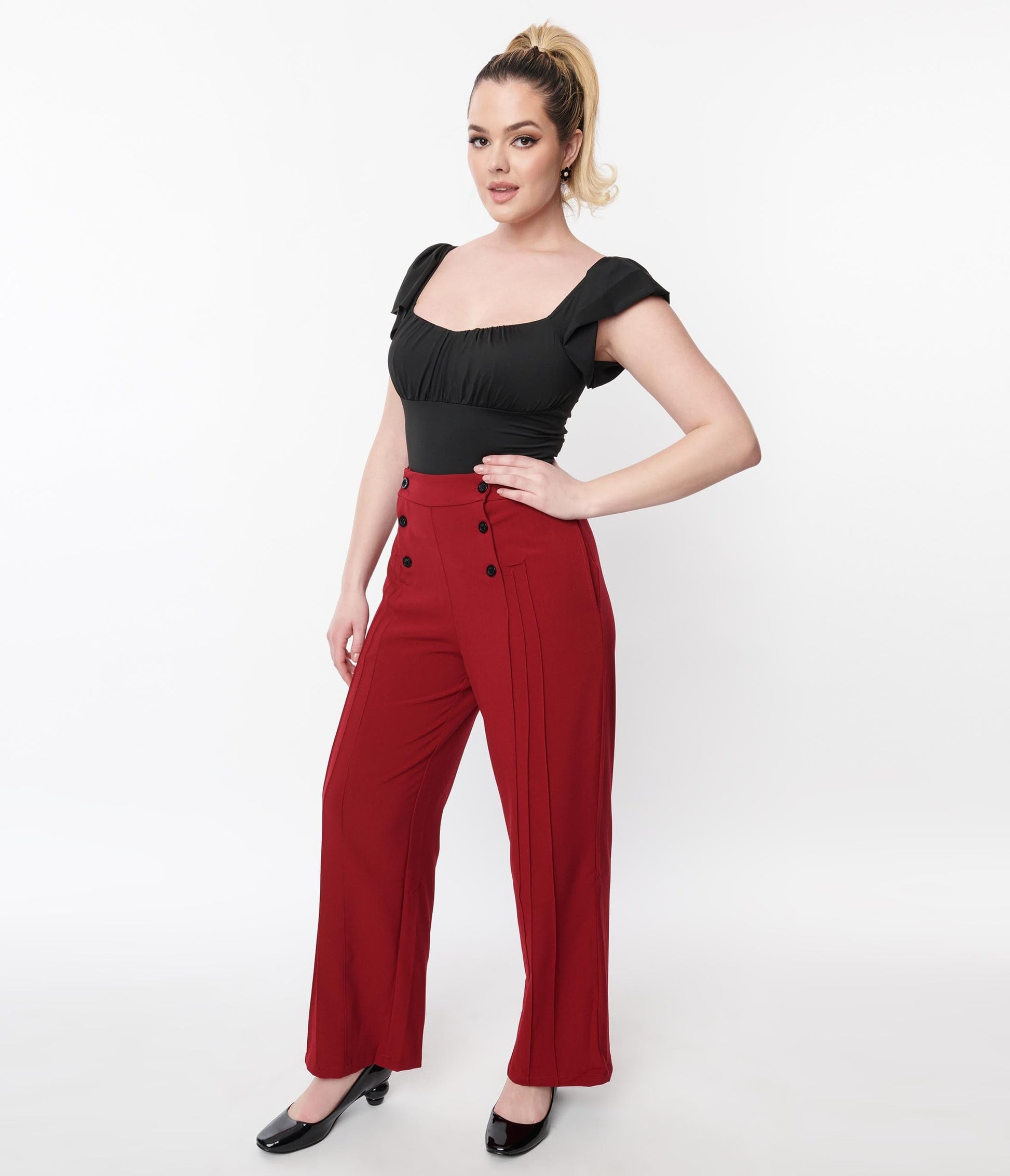 Red Pleated Pants