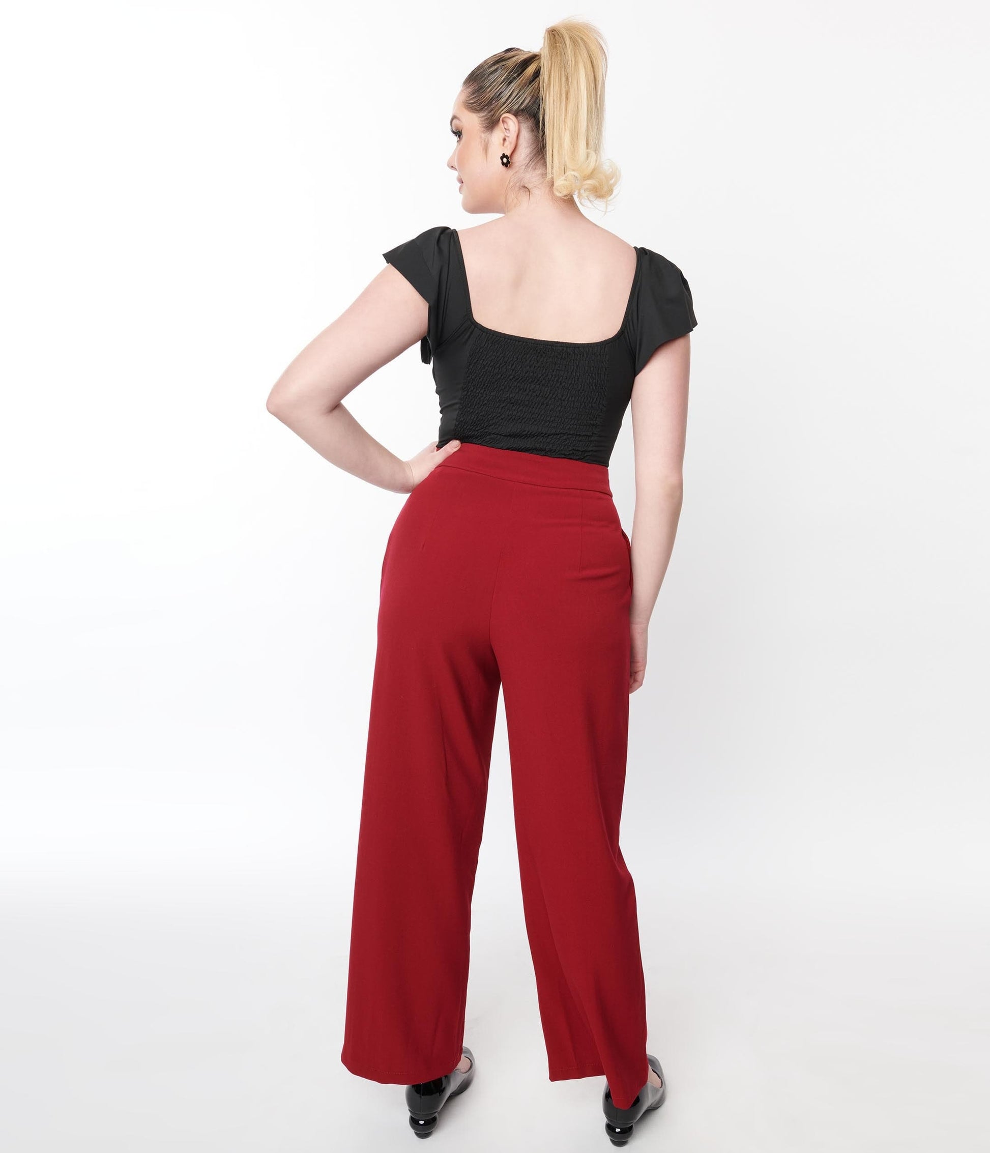 Red Pleated Pants