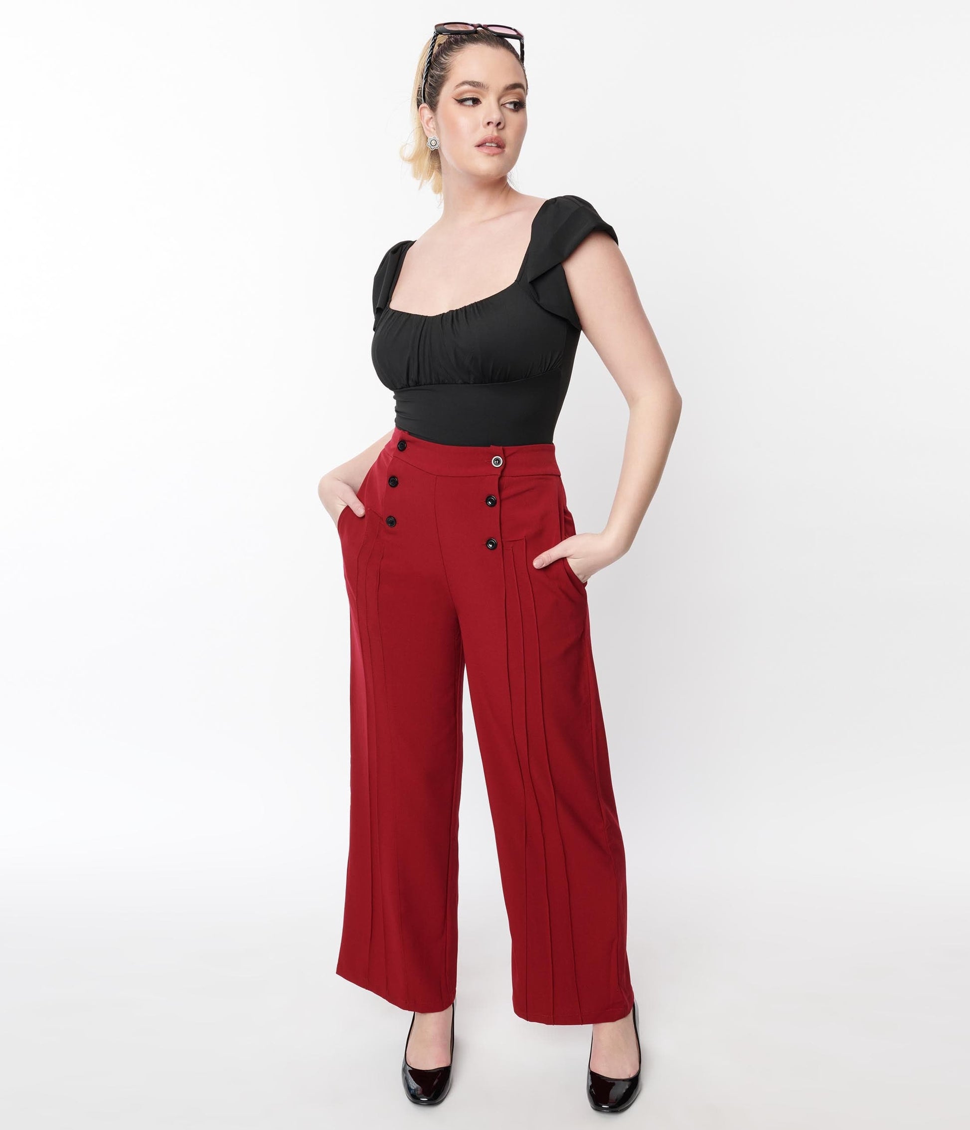 Red Pleated Pants