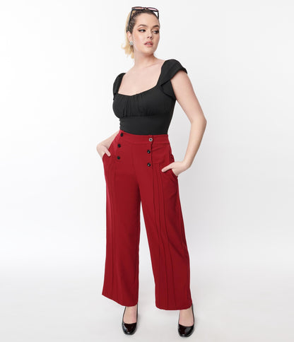 Red Pleated Pants