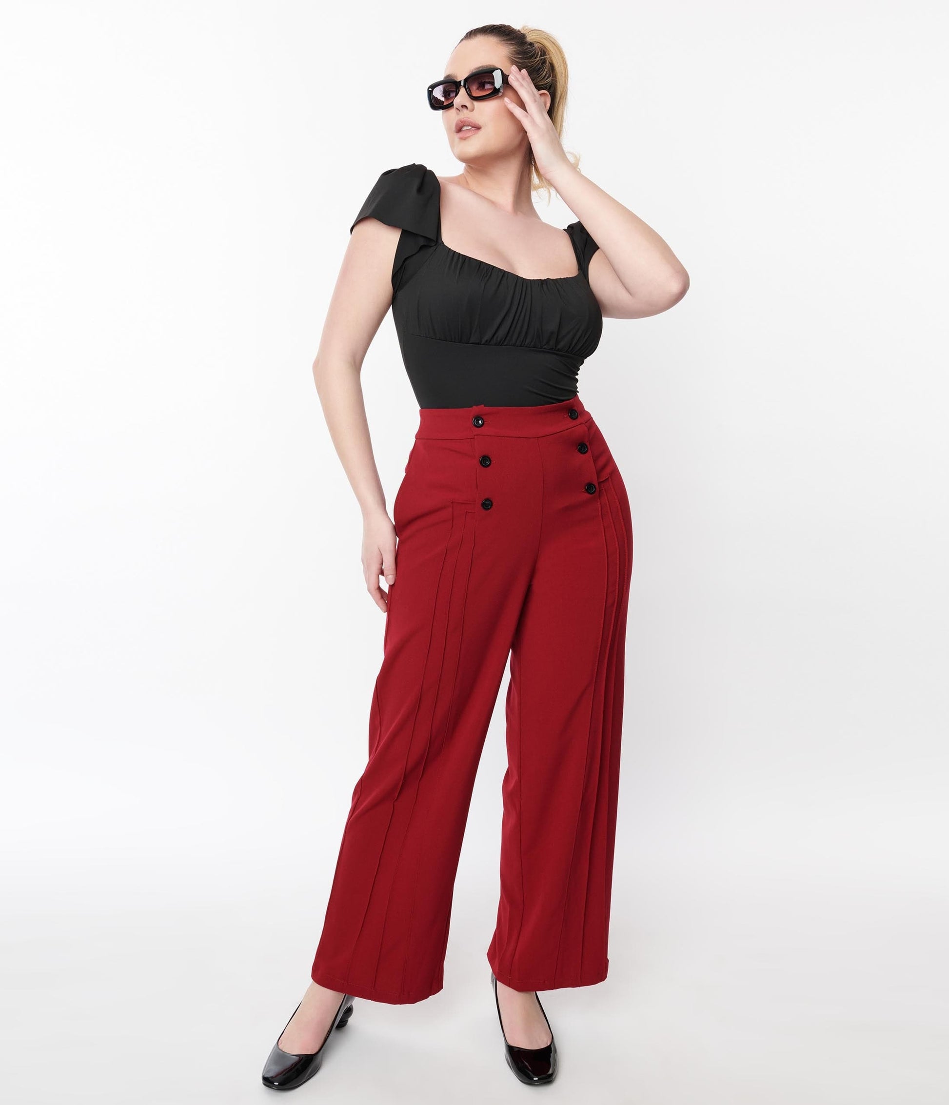 Red Pleated Pants