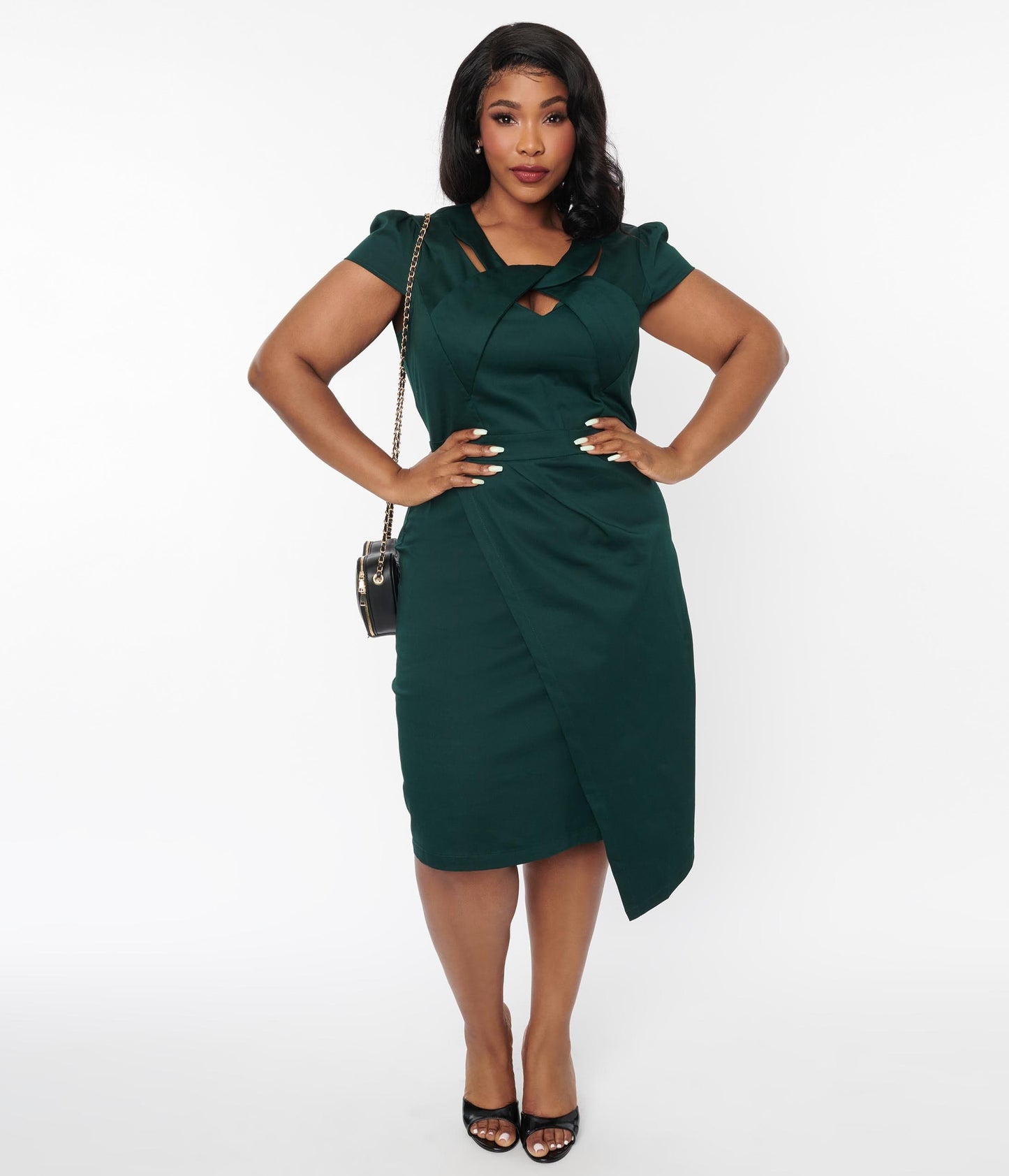 Emerald Green Twist Cut Out Wiggle Dress