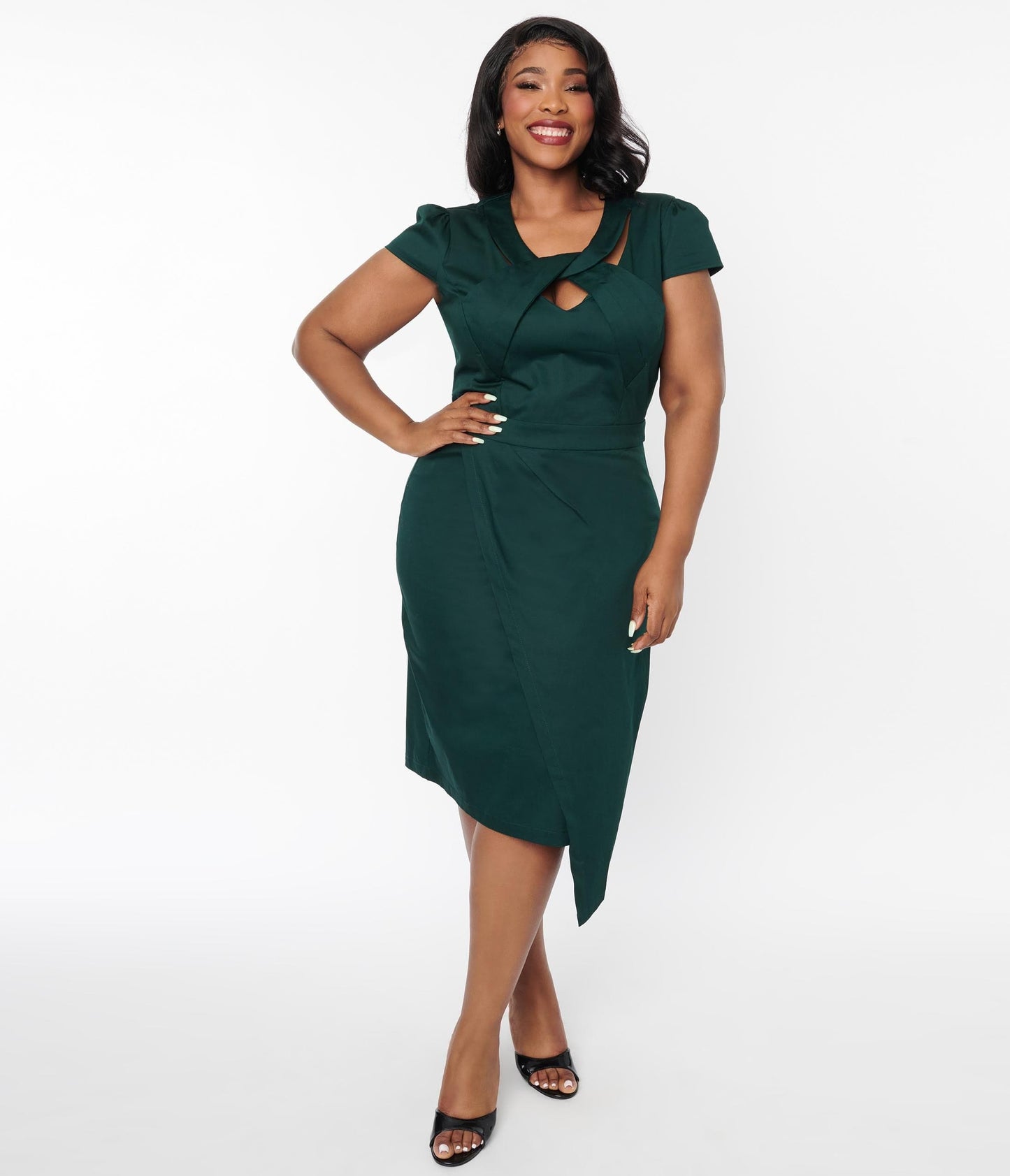 Emerald Green Twist Cut Out Wiggle Dress