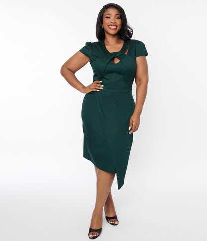 Emerald Green Twist Cut Out Wiggle Dress