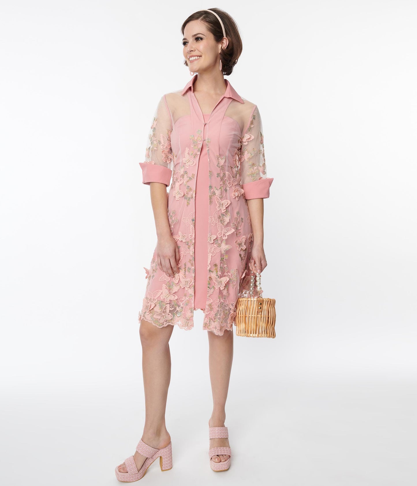 Pink Butterfly Two Piece Dress Set