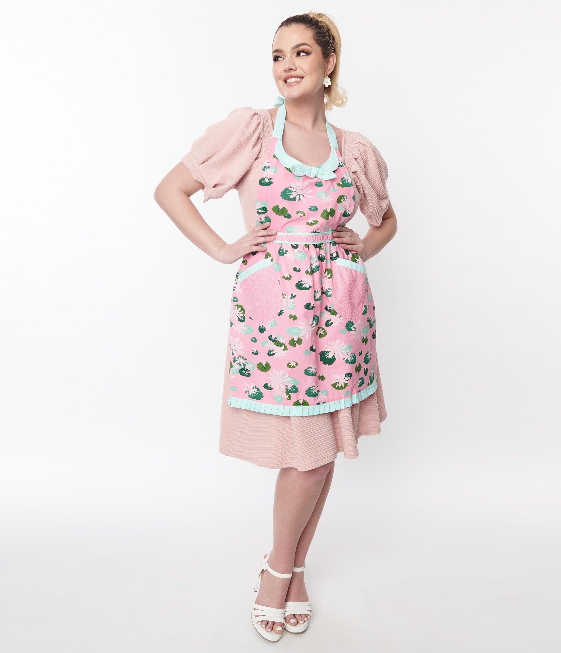 Pink & Mint Lily Pad Love Apron