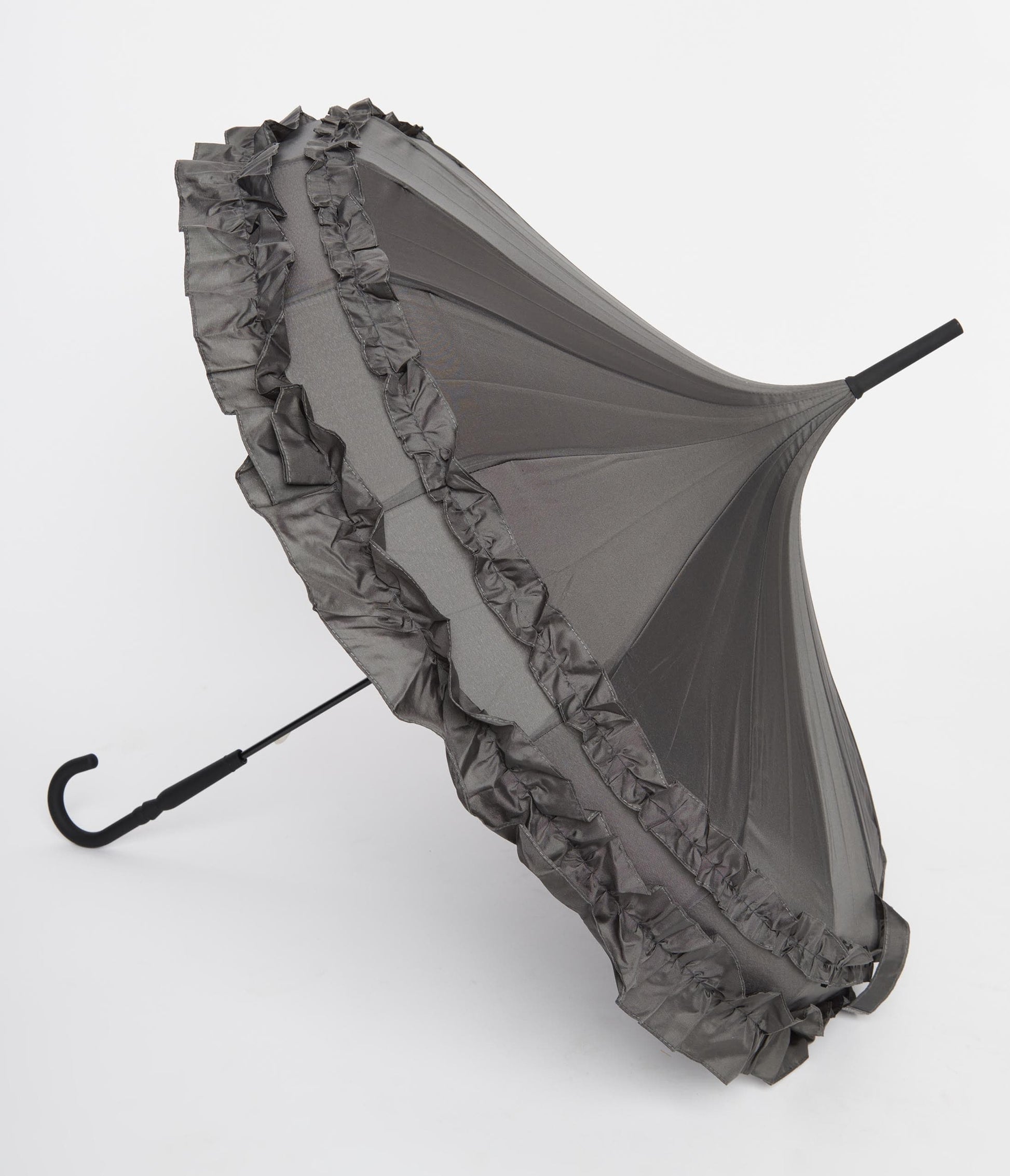 Grey Frilled Pagoda Umbrella