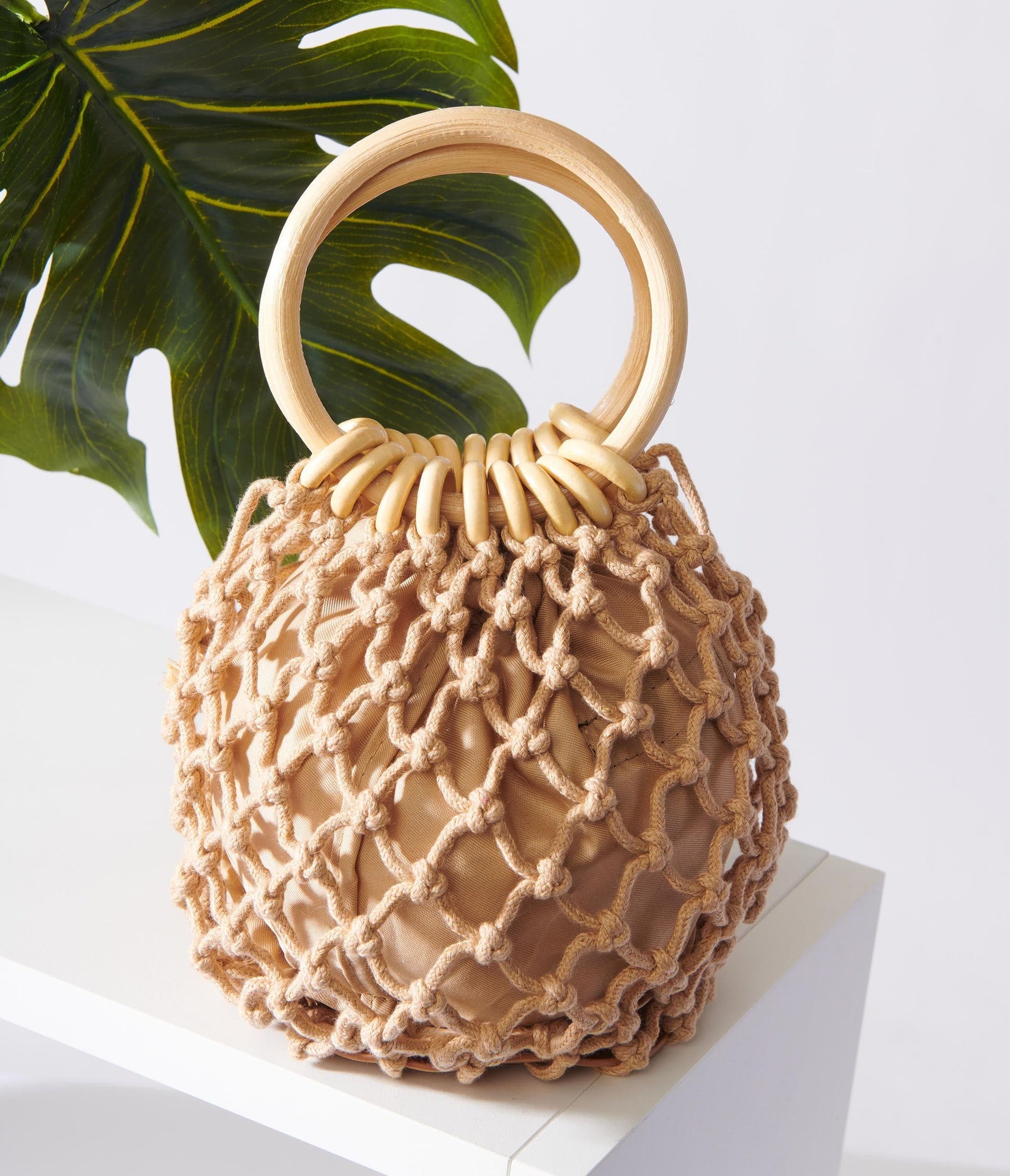 Tan Netted Handbag