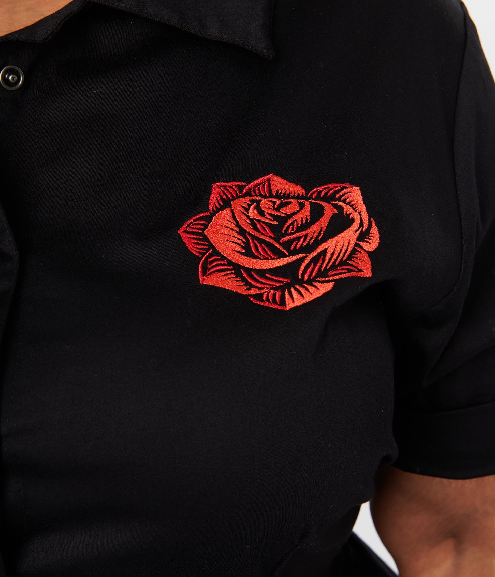 Black & Red Rose Shirt Swing Dress