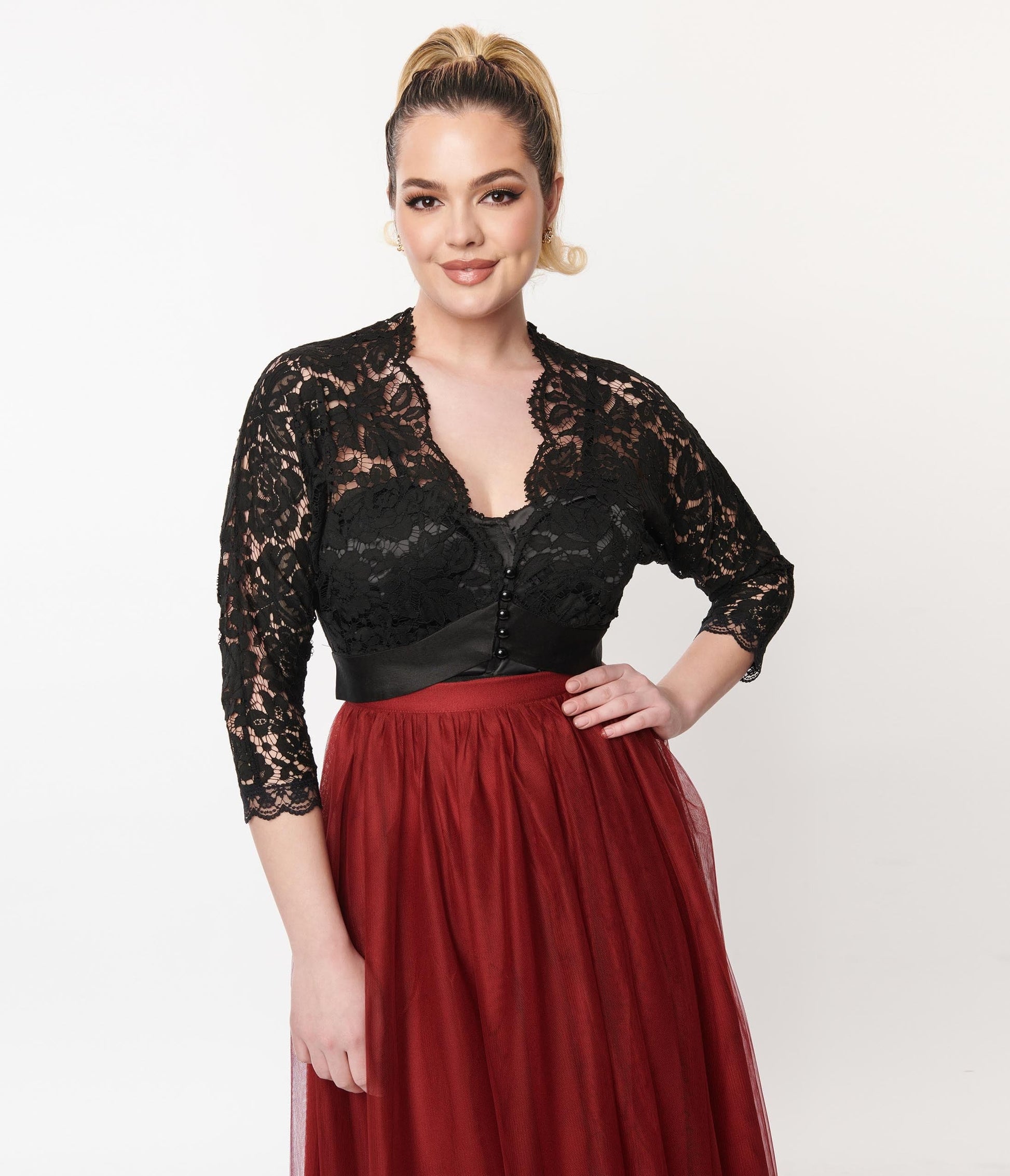 Black Lace Cropped Shrug Sweater