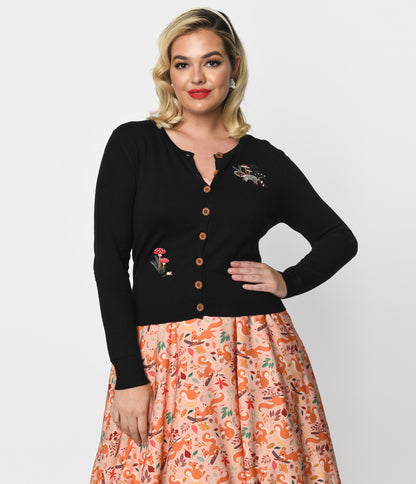 Black & Woodland Mushroom Cardigan