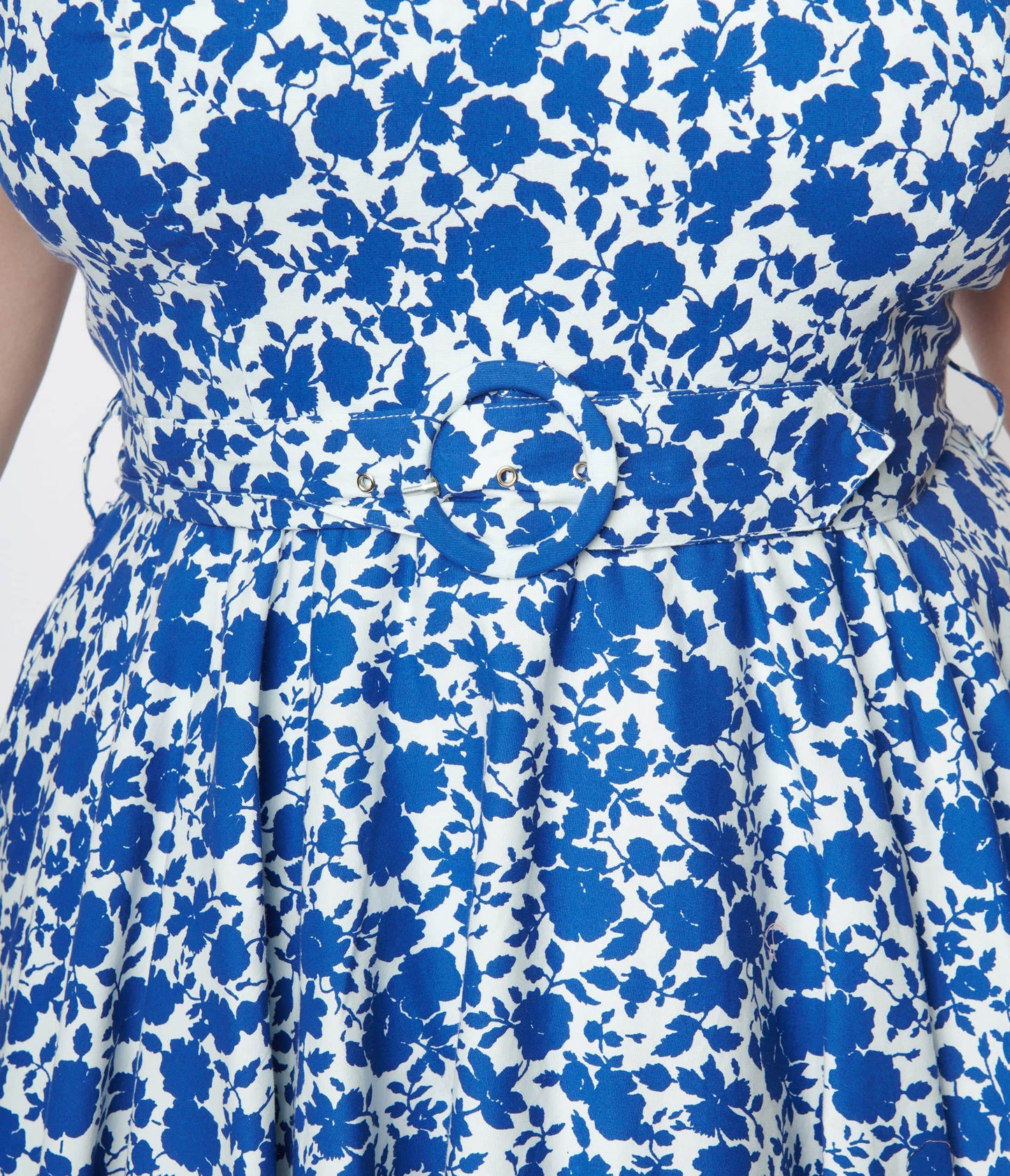 White & Blue Floral Swing Dress