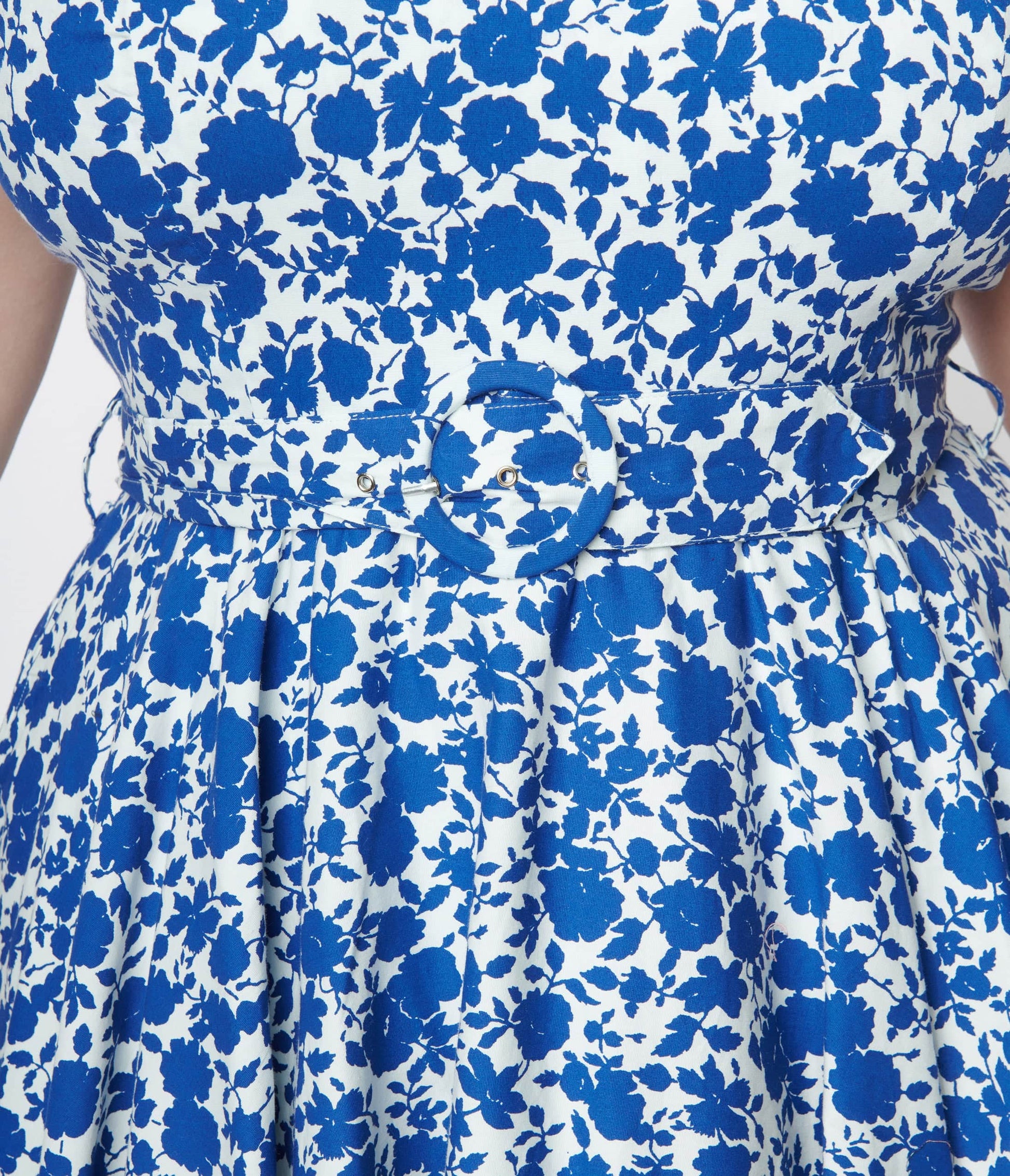 White & Blue Floral Swing Dress