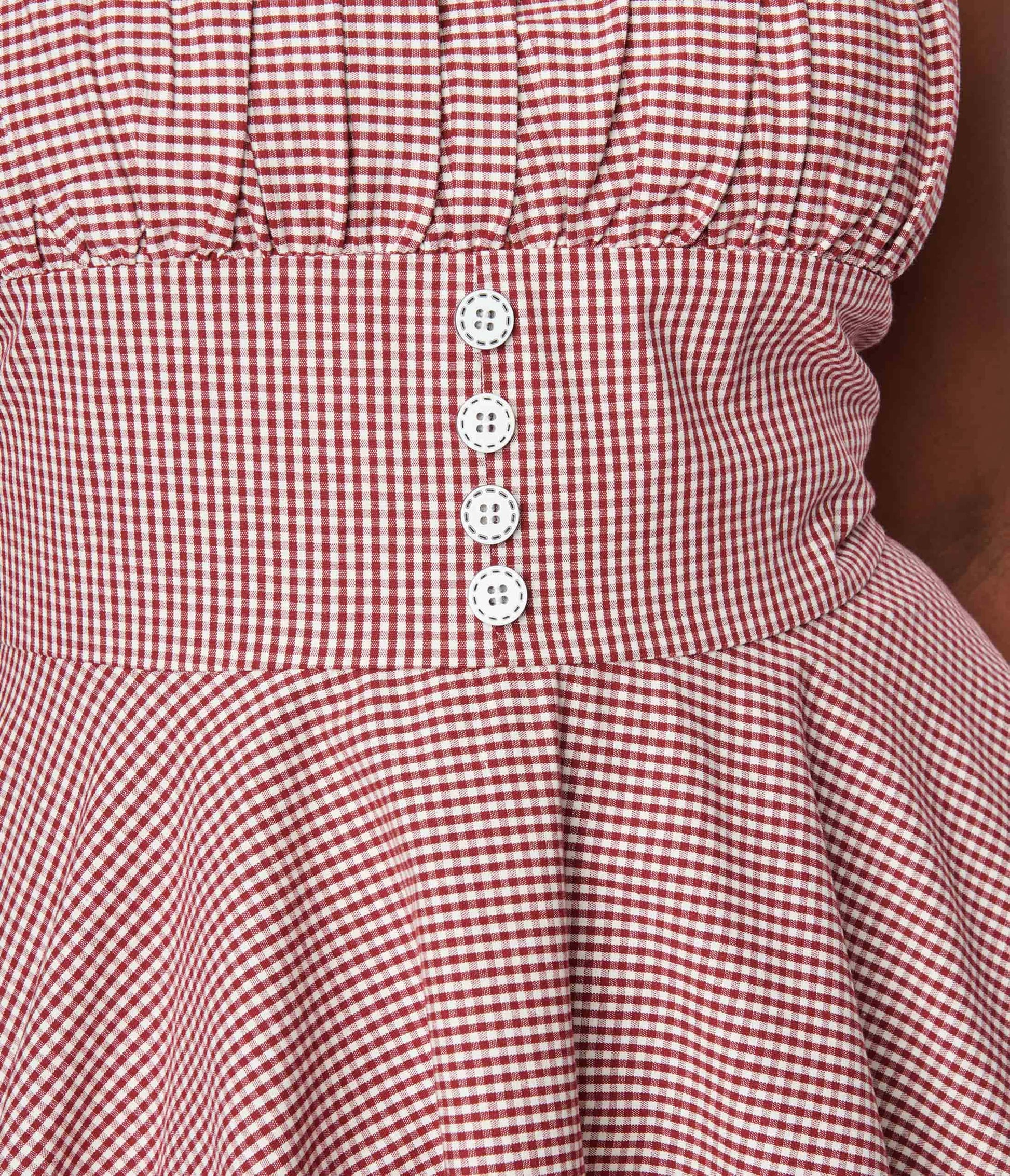 Vintage Style Rust Red Gingham Bianca Swing Dress