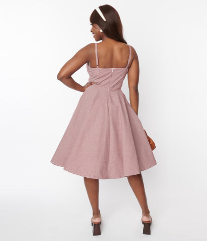 Vintage Style Rust Red Gingham Bianca Swing Dress